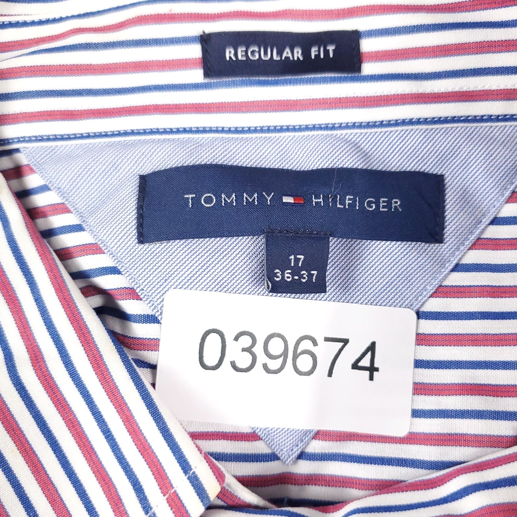 Tommy Hilfiger Tommy Hilfiger Shirt Mens 17 Red Striped Dress Button Down Long Sleeve Classic Modern Preppy Workwear 100% Cotton Size 46R - 8 Thumbnail