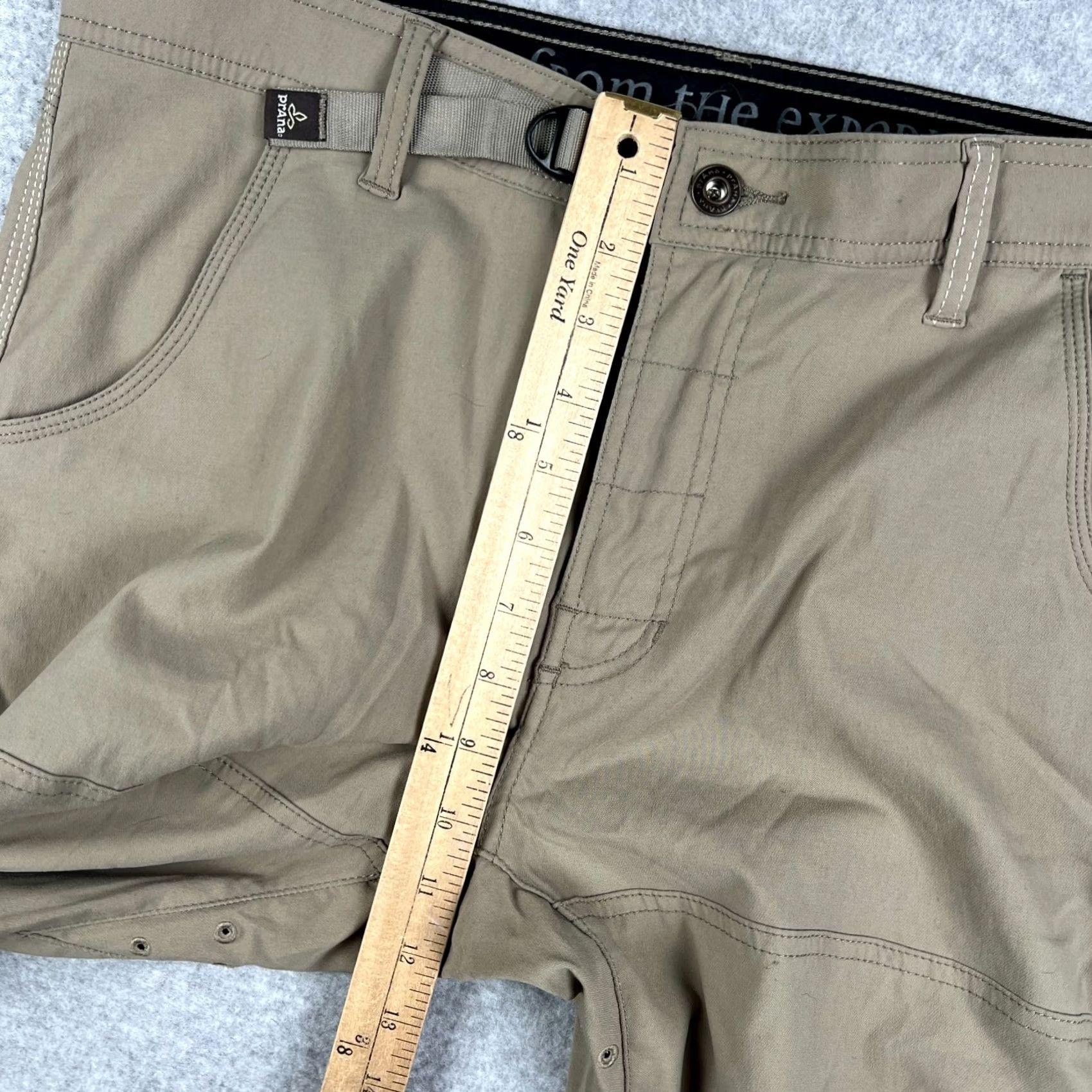Prana prAna Stretch Zion II Pants Hiking Belt Roll Snap Up 36x33 Mens Beige Size US 36 / EU 52 - 5 Thumbnail