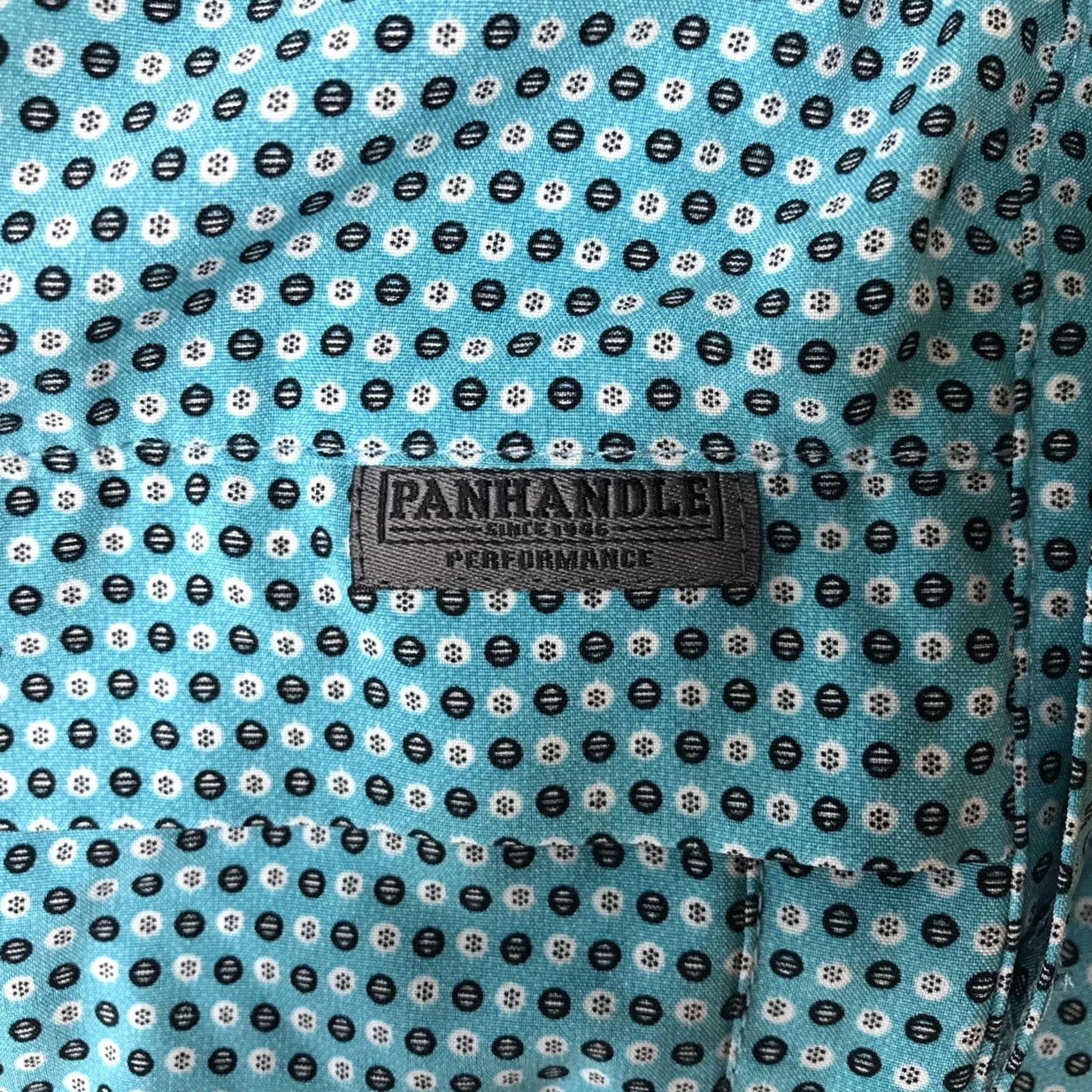 Vintage PANHANDLE Shirt Mens Large Blue Short Sleeve Button 100% Polyester Size US L / EU 52-54 / 3 - 7 Thumbnail