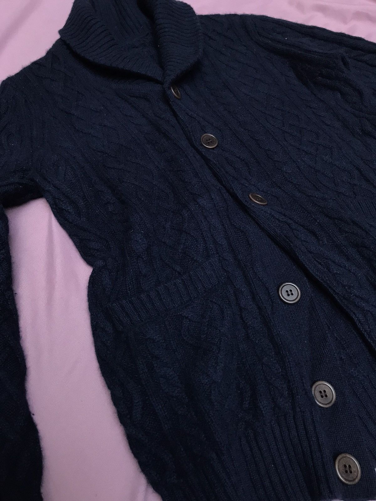Other PURE CASHMERE CABLE KNIT SHAWL COLLAR CARDIGAN Size M / US 6-8 / IT 42-44 - 10 Thumbnail
