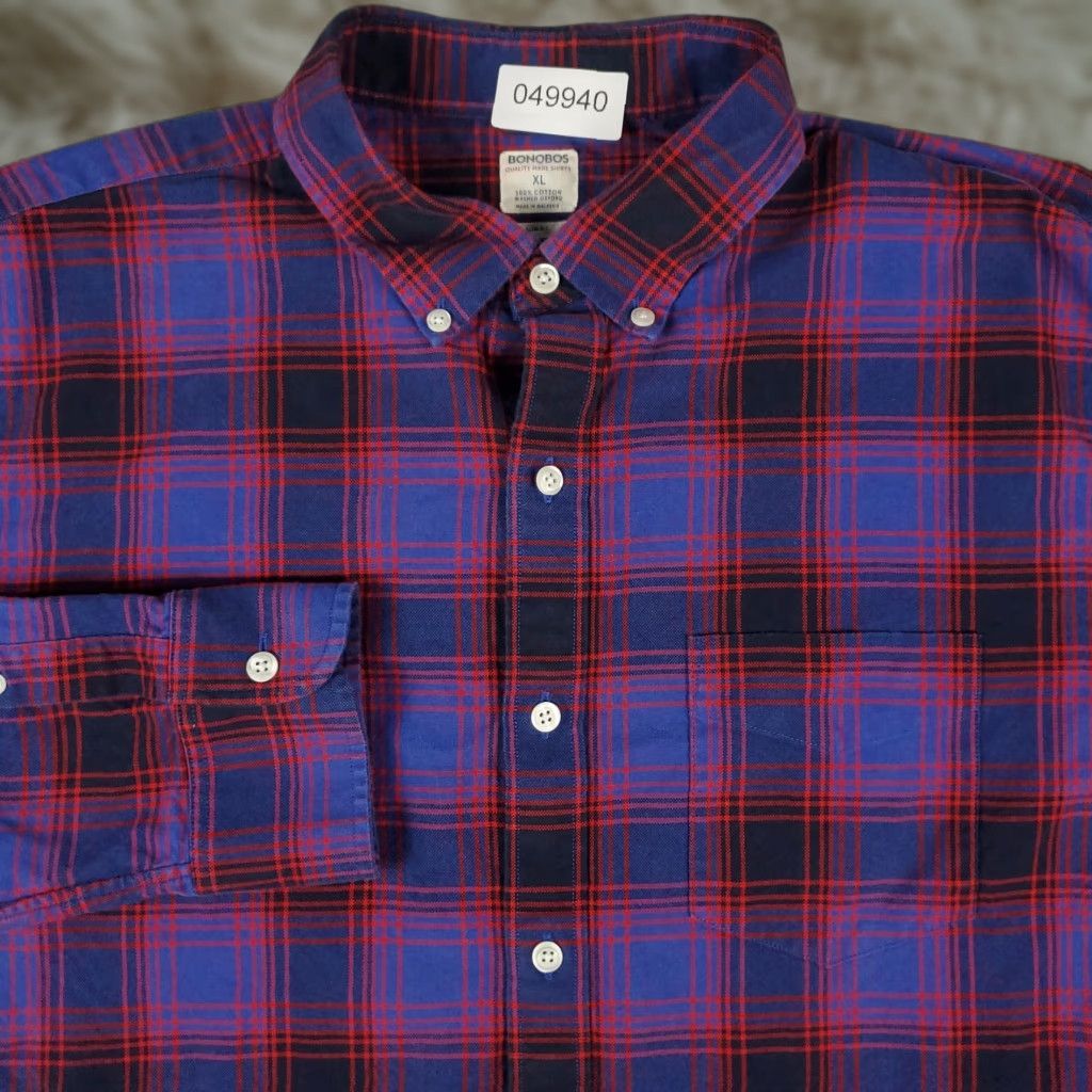 Bonobos BONOBOS Shirt Mens XL Blue Plaid Button-Up Long Sleeve Casual Size US XL / EU 56 / 4 - 1 Thumbnail
