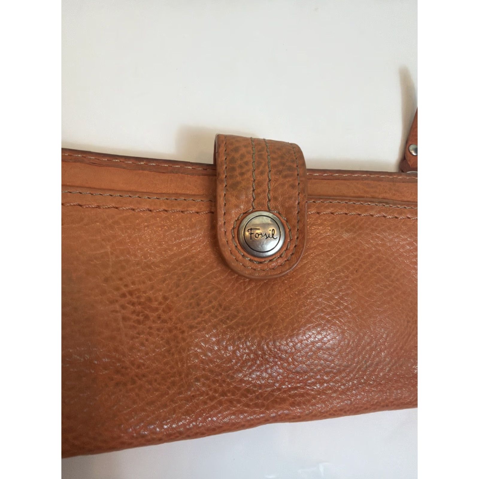 Fossil Fossil Pebbled Leather Orange Bifold Wallet Snap 7.5x3.5 Women Color Orange Pebbled Leather Wallet Snap Bifold Fossil 7.5x3.5 Size ONE SIZE - 3 Thumbnail