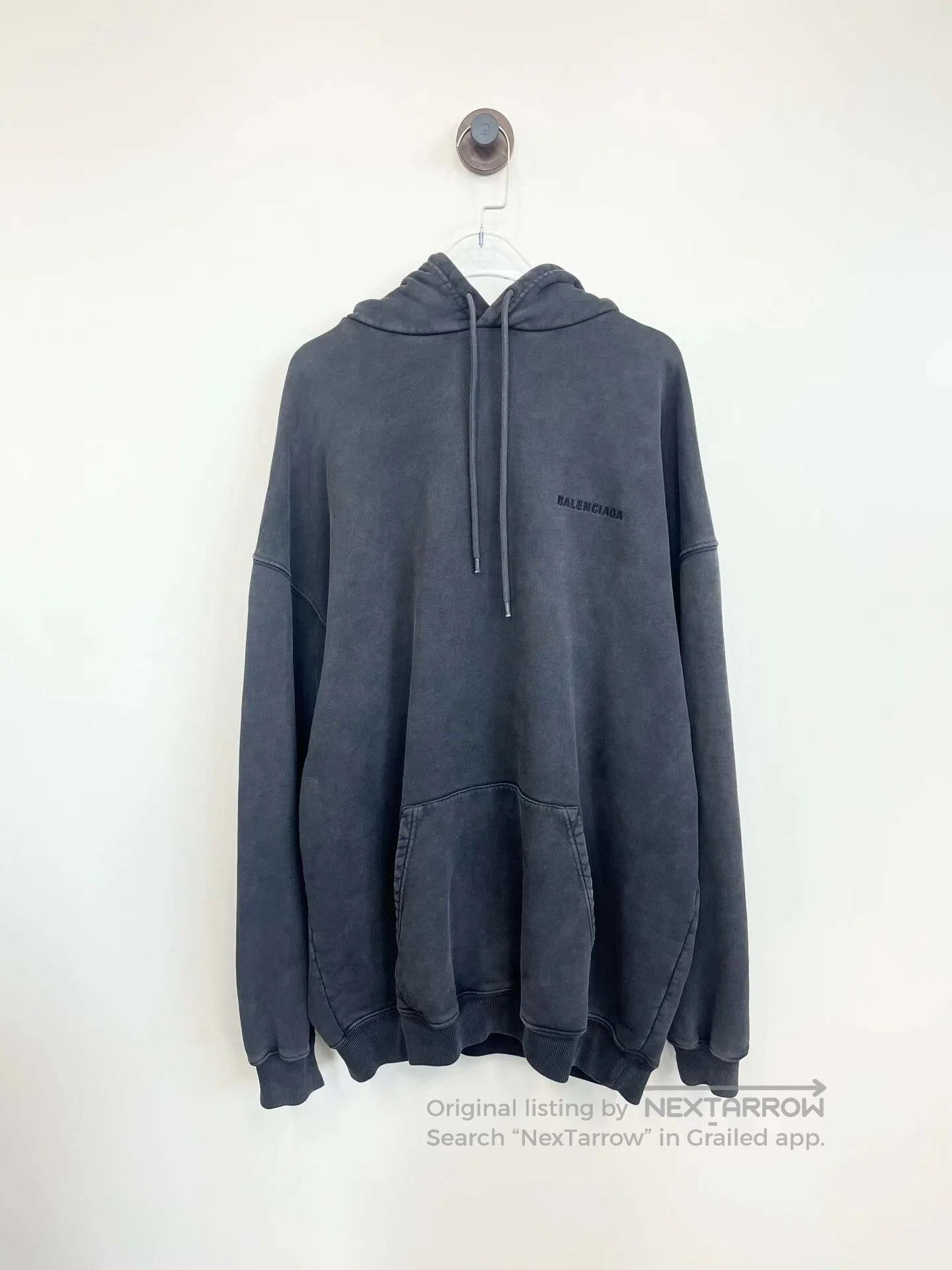 Balenciaga Balenciaga Grey Washed Embroidered Logo Zip-up Hooded Swea Size US M / EU 48-50 / 2 - 1 Thumbnail