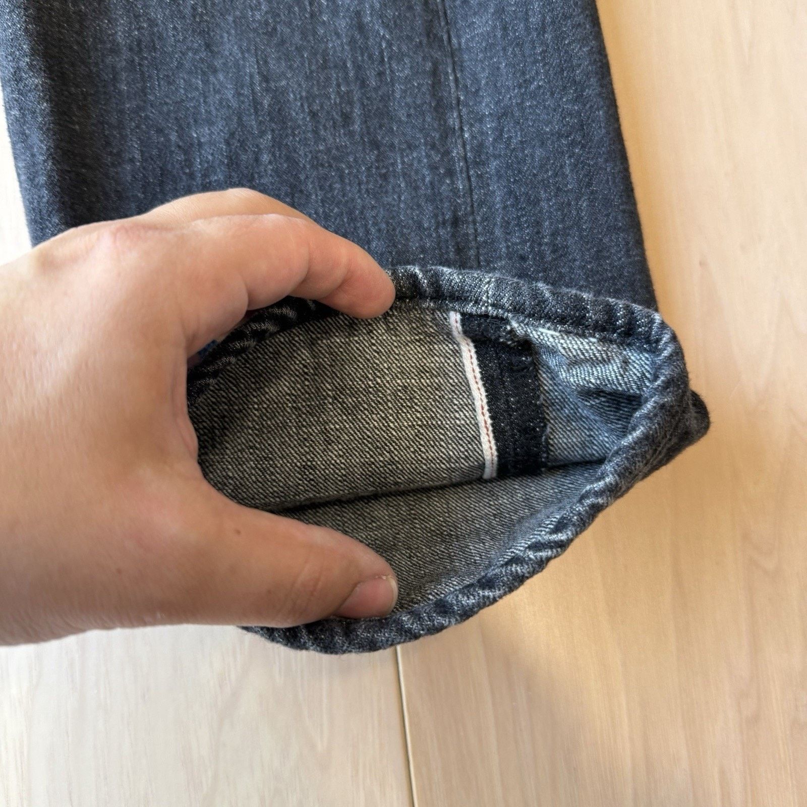 Wings + Horns Wings Horns Selvedge Jeans Black Dark Wash Slim Straight Leg Size US 31 - 5 Thumbnail