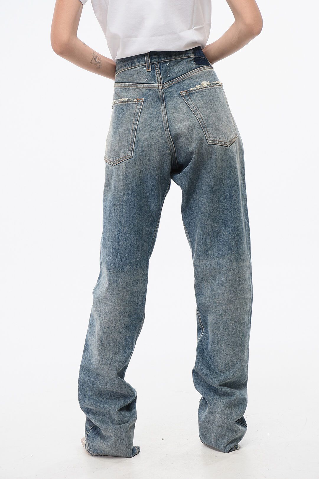 Maison Margiela og1mm0825 Vintage Effect Wide Leg Jeans in Blue Size 30" / US 8 / IT 44 - 4 Thumbnail