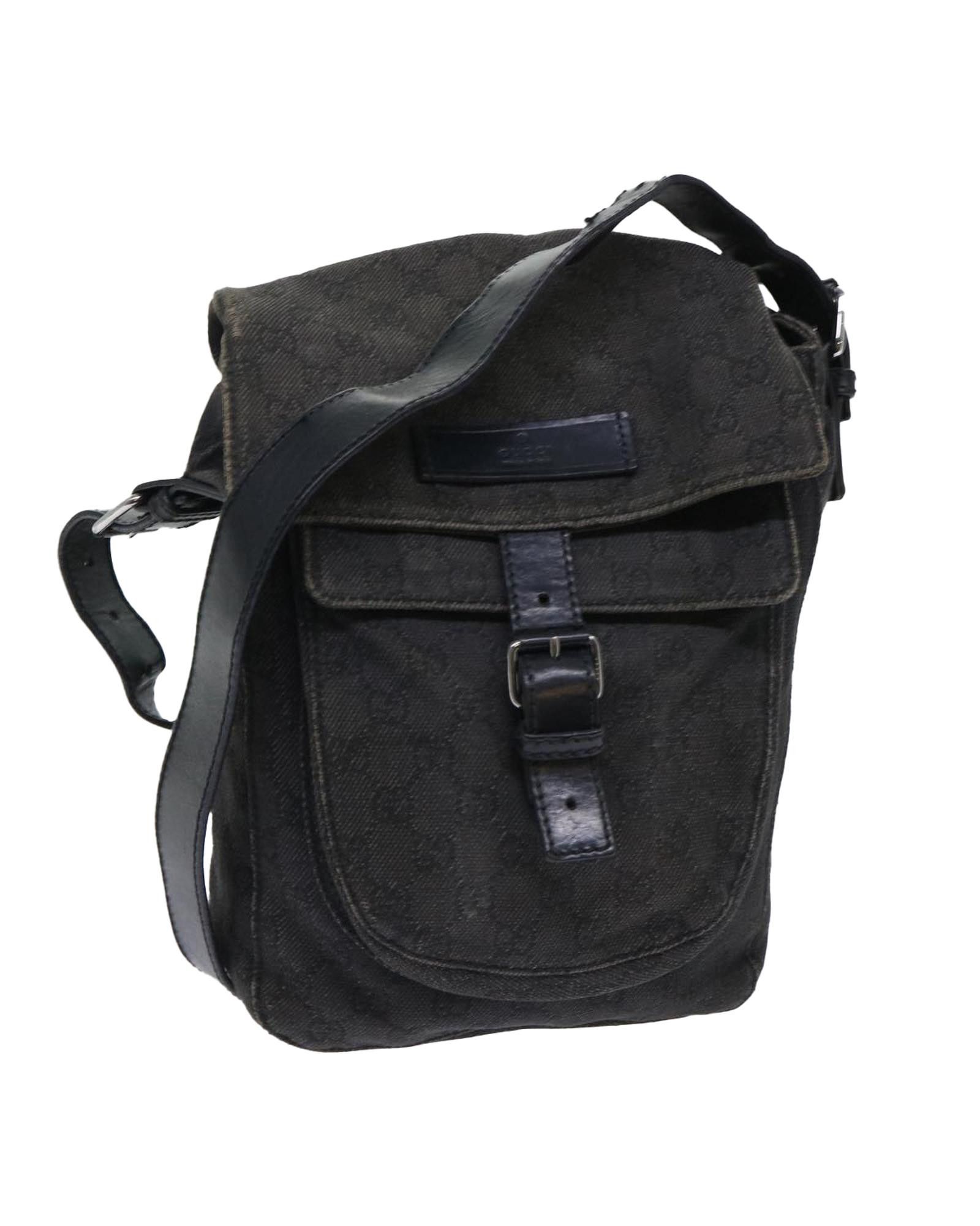 image of Gucci Canvas Shoulder Bag With GG Logo Design in Black, Women's