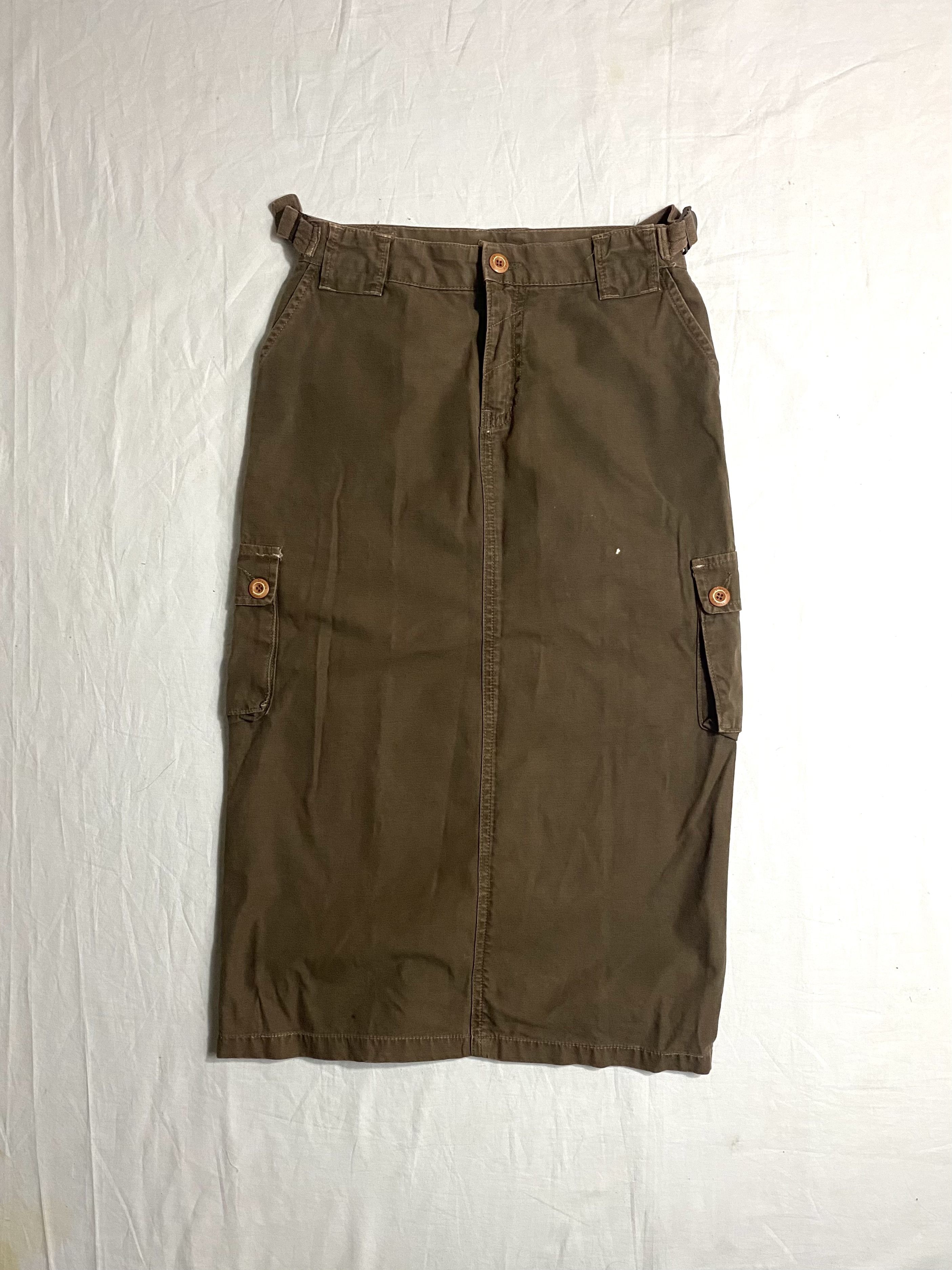 Japanese Brand There’s Brown Utility Cargo Skirt Multi-Pocket and Button Size 29" - 2 Thumbnail