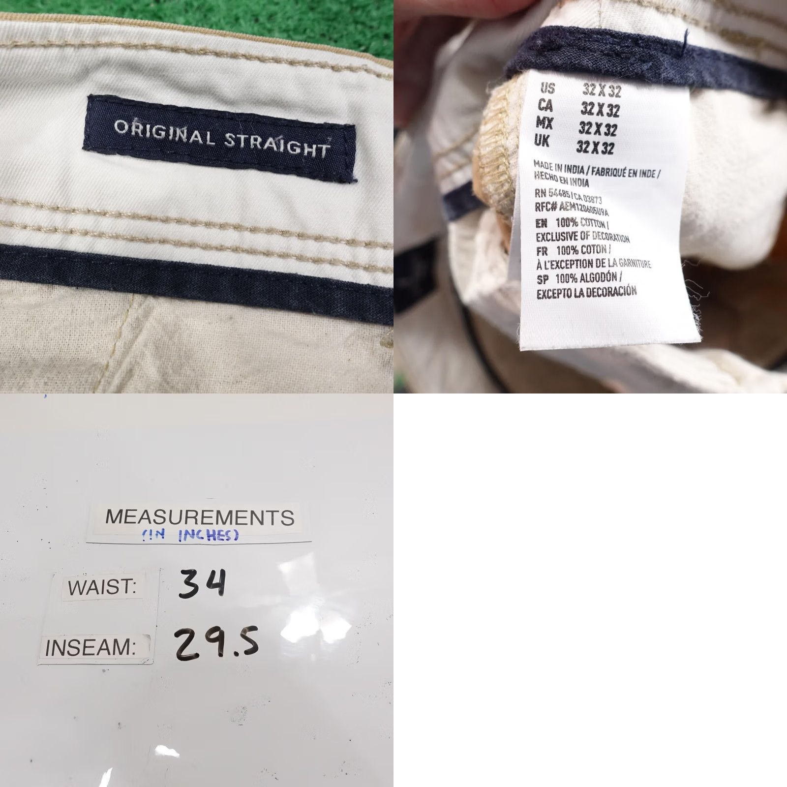 American Eagle Outfitters American Eagle Outfitters Chino Pants Mens 32x32 Original Straight Beige 5-Pocket Logo Casual Business Mens Size US 32 / EU 48 - 8 Thumbnail