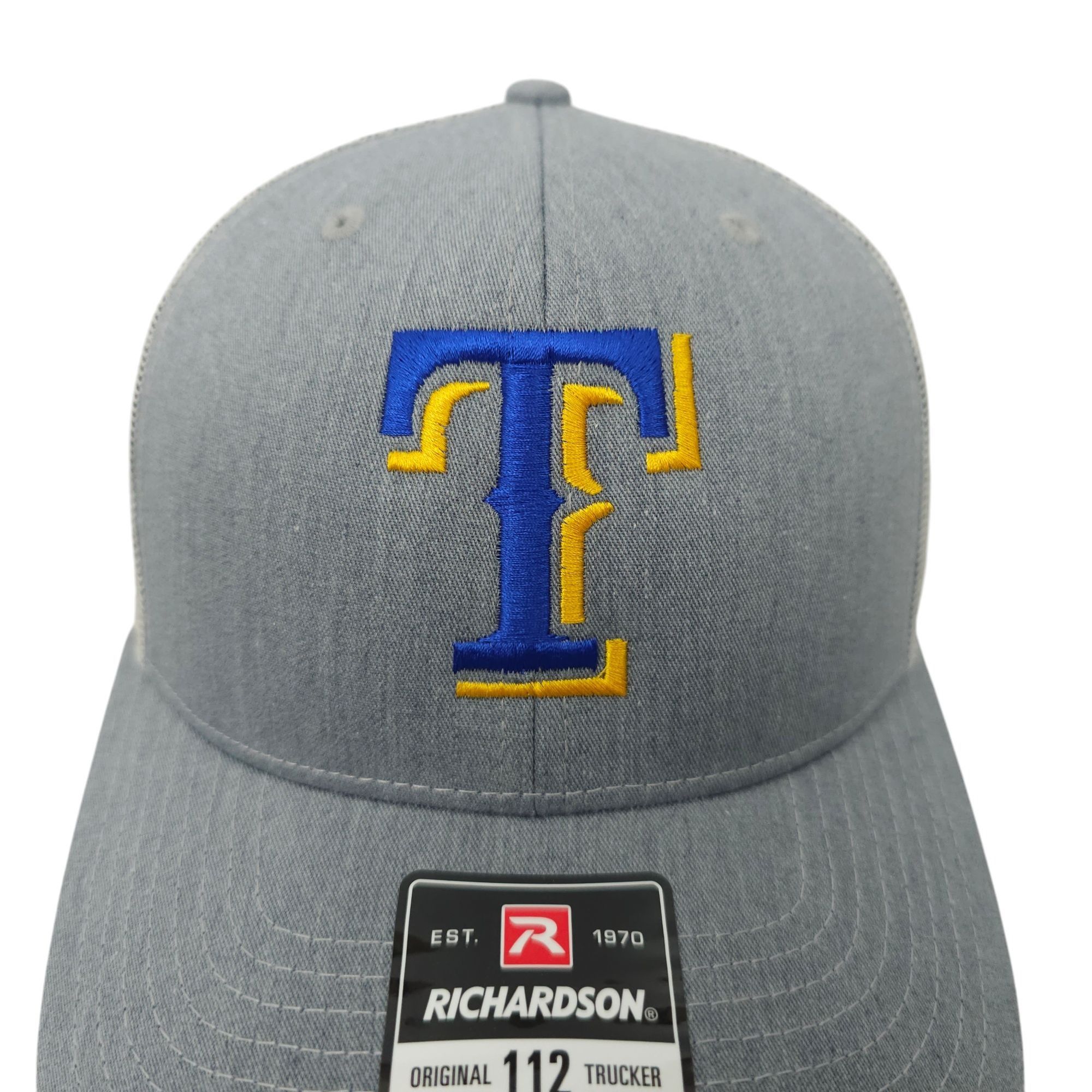 Richardson Blue Gold Embroidered T Logo Mesh Snapback Cap Trucker Hat Size ONE SIZE - 7 Thumbnail