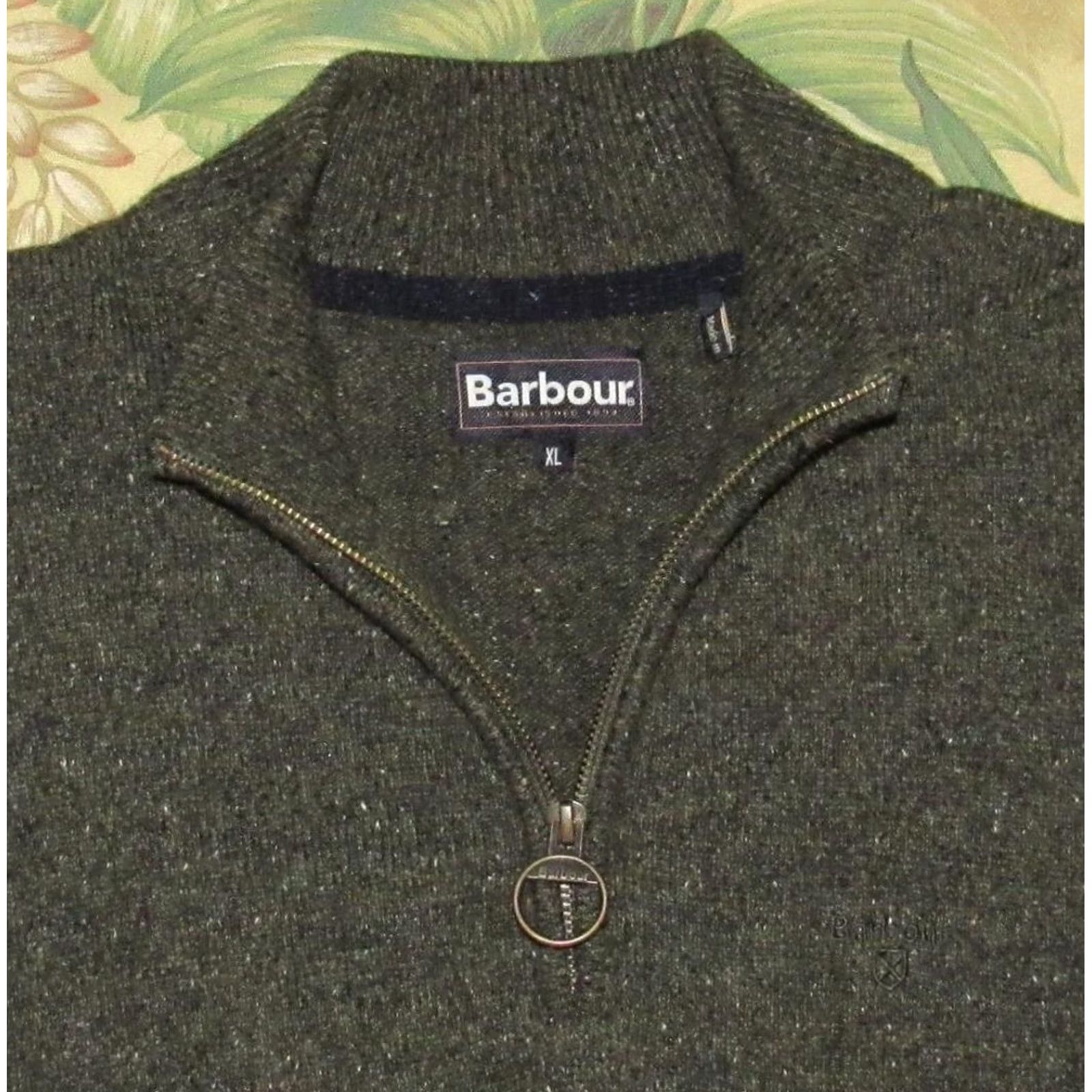 Barbour BARBOUR Green Wool Blend Quarter Zip Donegal Sweater XL Men's Size US XL / EU 56 / 4 - 2 Thumbnail