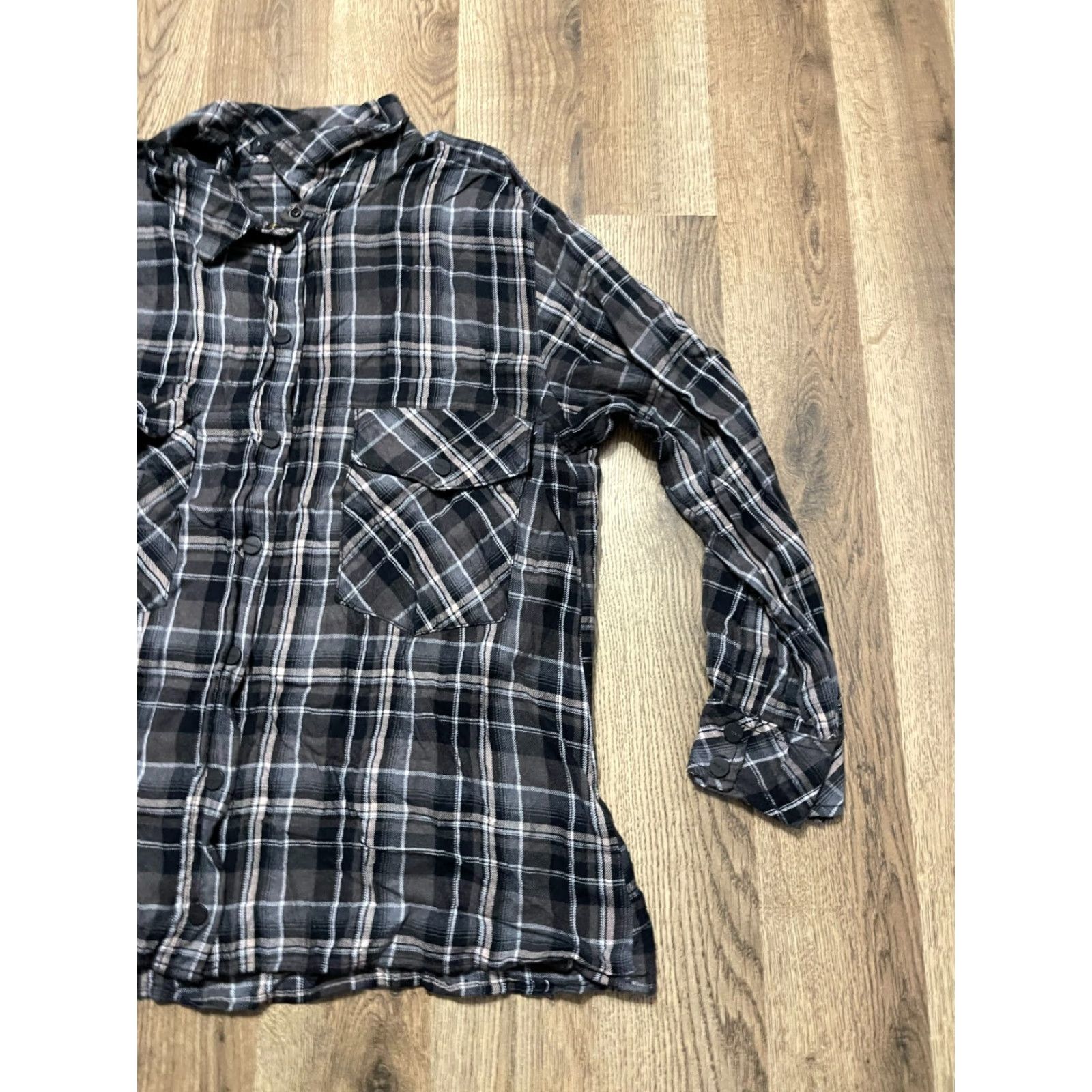 Sanctuary Sanctuary Shirt Women Large Black White Plaid Button-Up Long Sleeve Collared Size L / US 10 / IT 46 - 4 Thumbnail