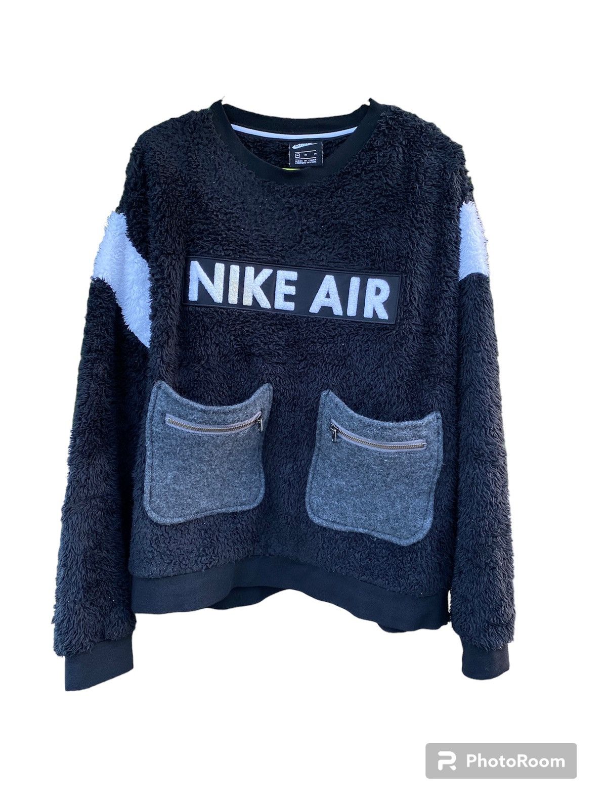Nike 🔥 Reworked 🔥 NIKE AIR SHERPA PULLOVER BLACK WHITE Size US M / EU 48-50 / 2 - 1 Thumbnail