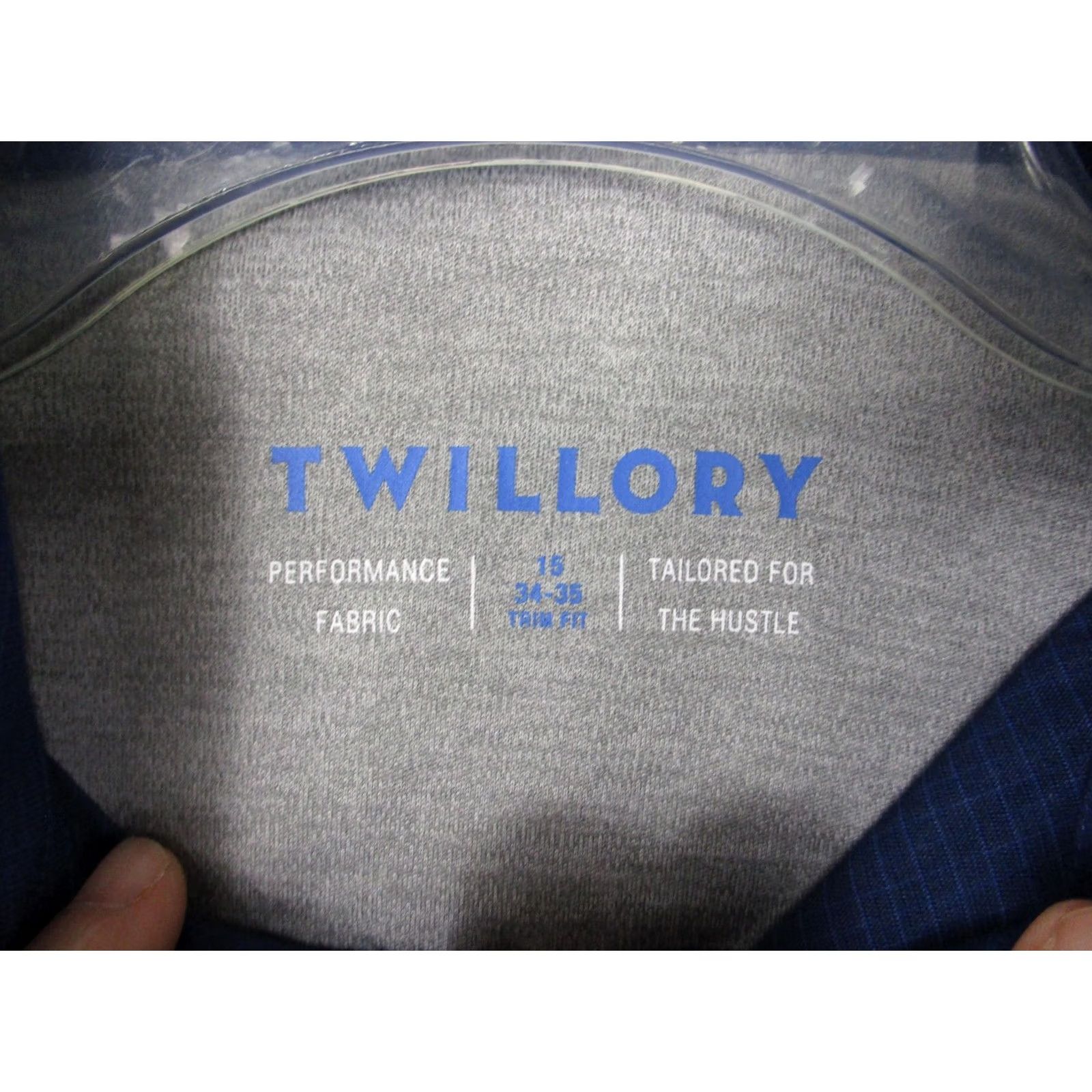Vintage Twillory Dress Shirt Mens 15 34/35 Blue Performance Non Iron Stretch Trim Fit Size 40R - 7 Thumbnail
