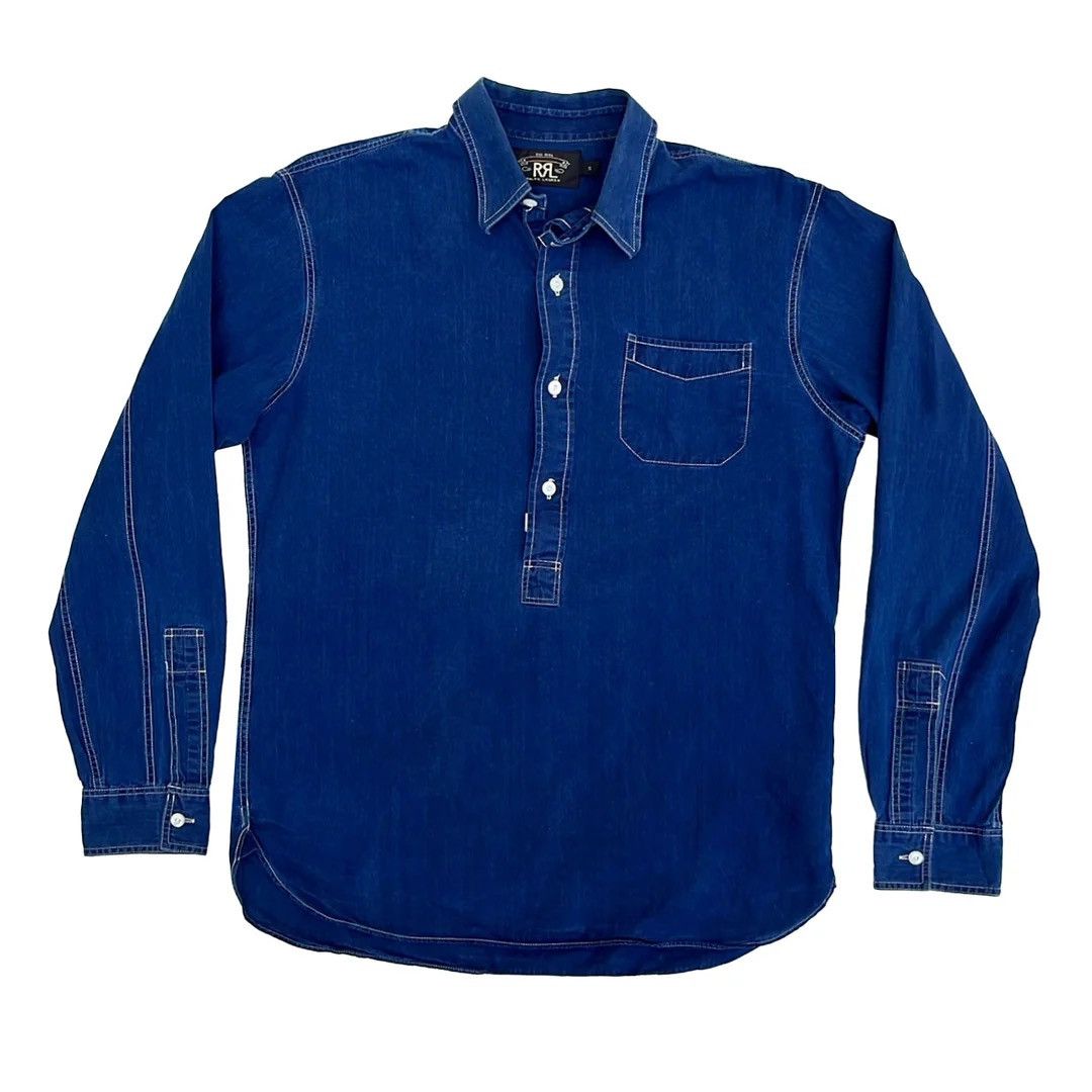 RRL Ralph Lauren RRL Pullover L/S USA Made Work Shirt Indigo Size US S / EU 44-46 / 1 - 1 Thumbnail