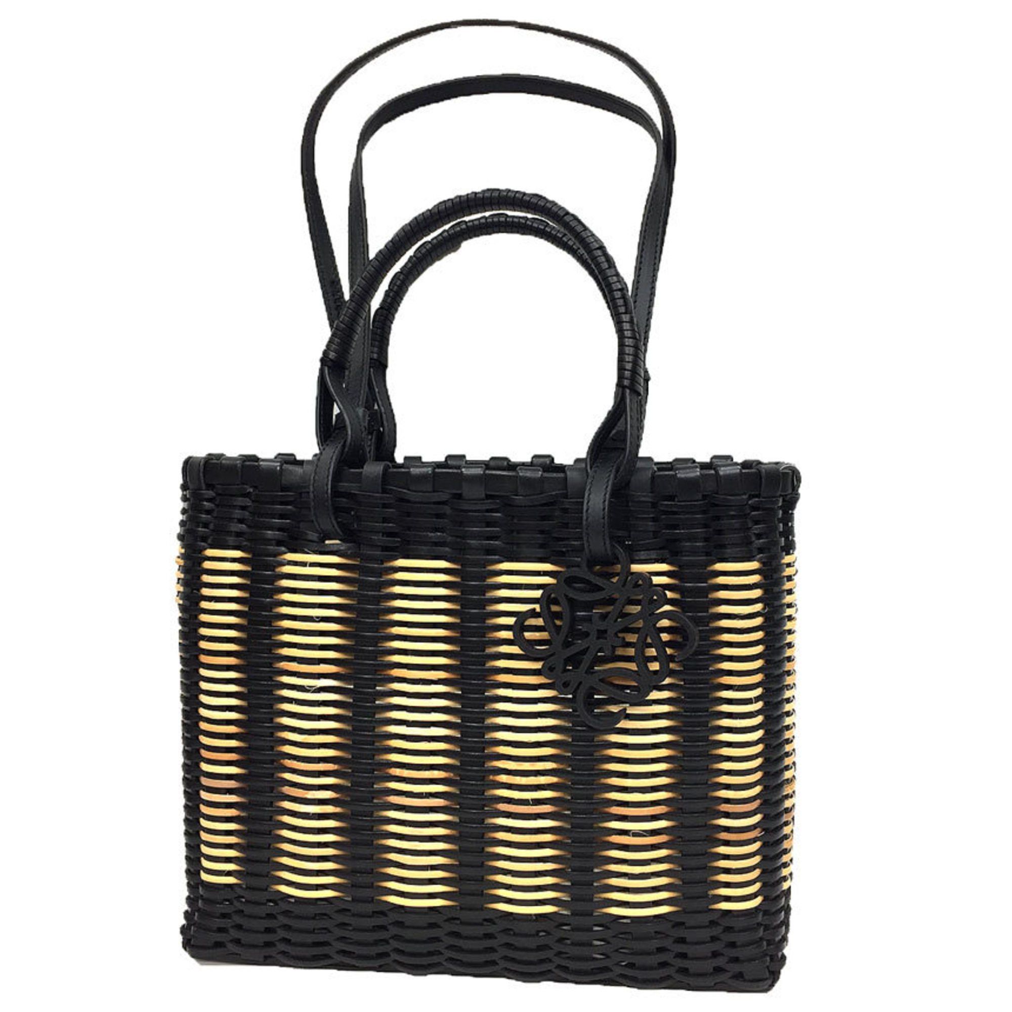 Loewe LOEWE Square Rattan Bag Natural x Black Leather Women's Size ONE SIZE - 1 Thumbnail