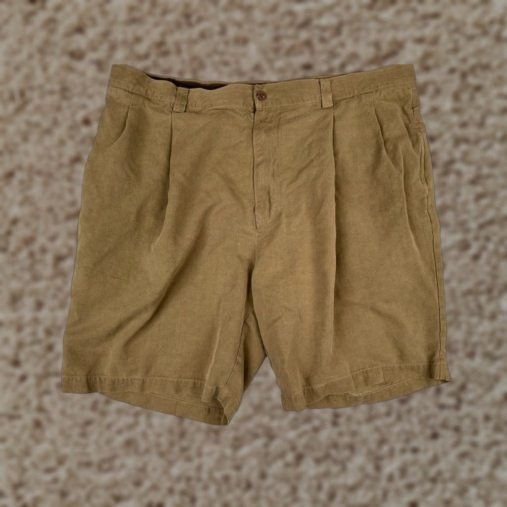 Tommy Bahama Tommy Bahama Shorts Men 40 Beige Bermuda 100% Silk Pleated Beach Vacation 38x8 Size US 40 / EU 56 - 1 Thumbnail