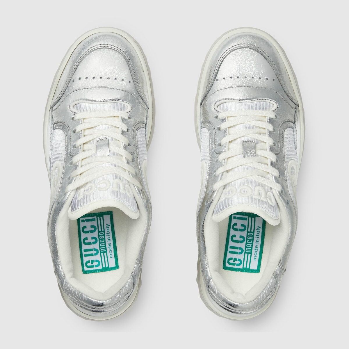 Gucci o1s1wg110225 Women's MAC80 Sneakers in Metallic Silver Size US 5.5 / IT 35.5 - 5 Thumbnail