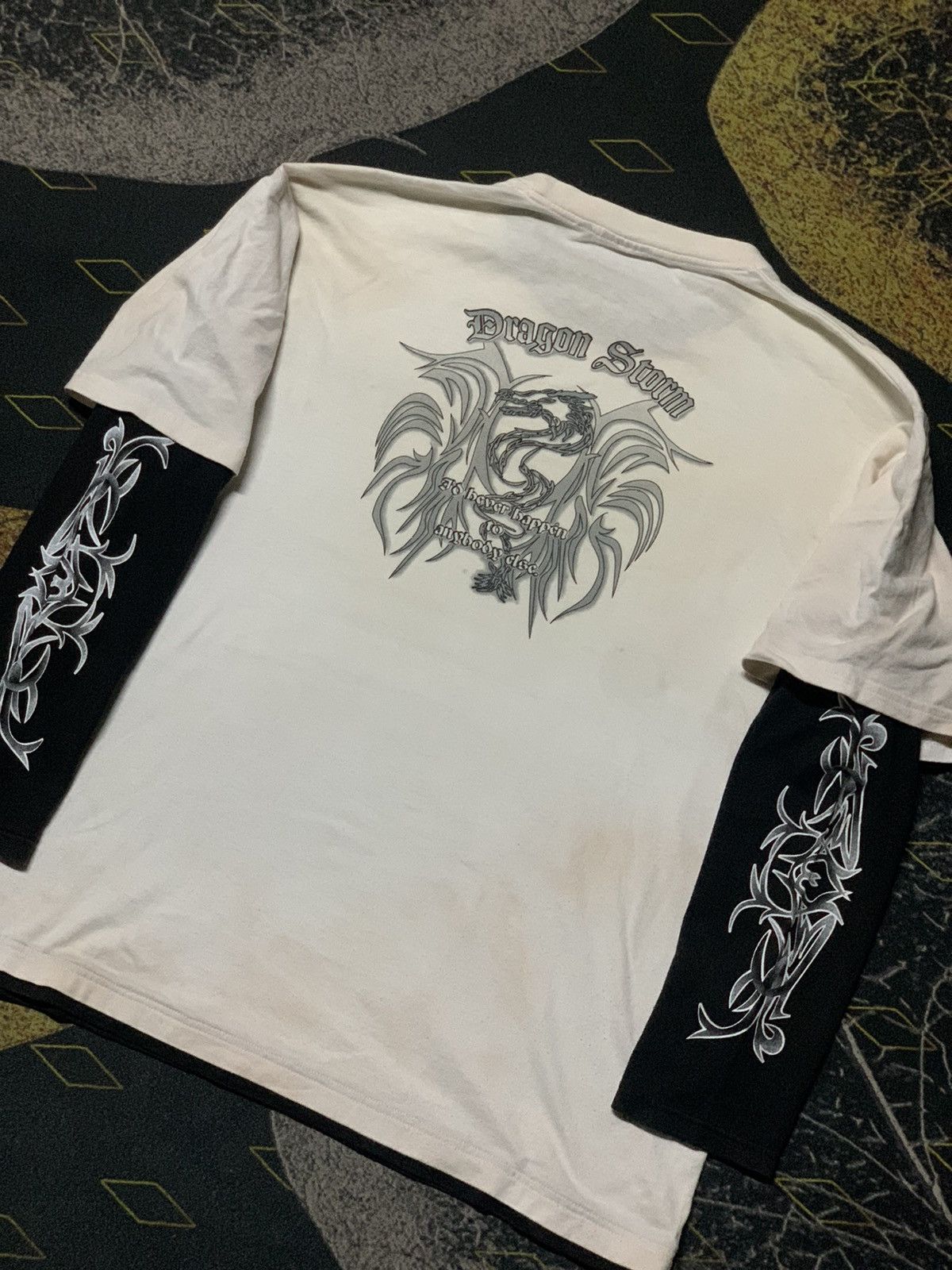Affliction × Japanese Brand 💥Hill Crop Dragon Storm Layered Sleeves Tribal Design Shirt Size US XL / EU 56 / 4 - 12 Thumbnail