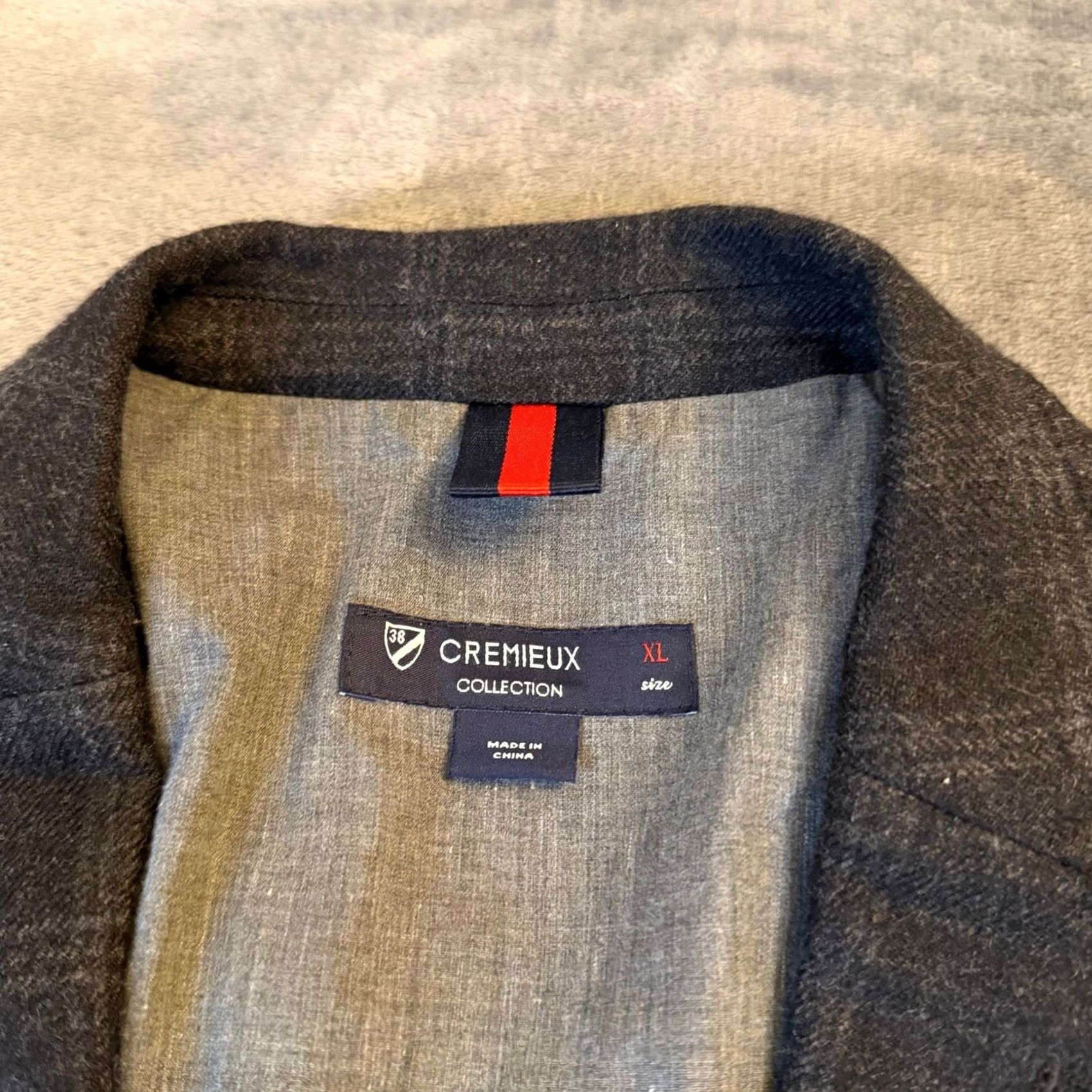 Cremieux Cremieux Collection Blazer Sport Coat XL Gray Windowpane Plaid Wool Blend Notch Lapel Two-Button Elbow Patch Pocket Patch Front Business Casual Mens Size 46R - 2 Thumbnail