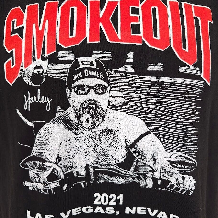 Hanes Smokeout Biker Rally T Shirt Mens Size Medium Black Cigar Size US M / EU 48-50 / 2 - 2 Thumbnail