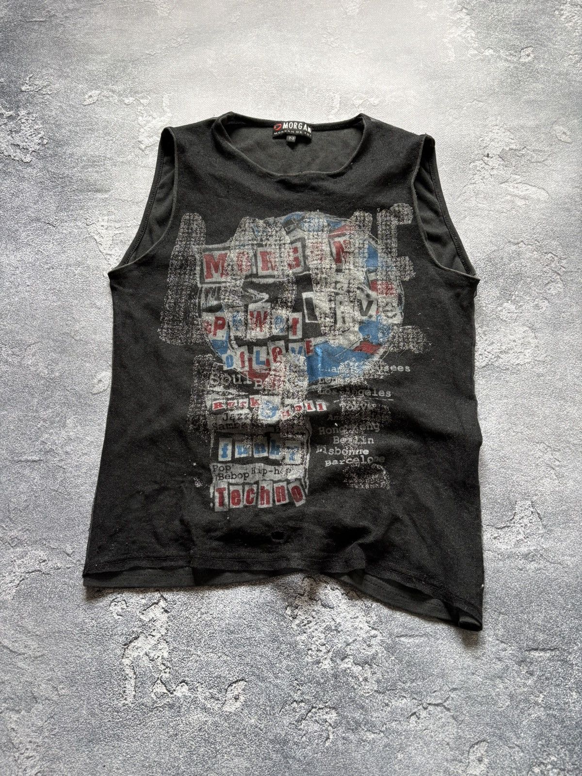 Hysteric Glamour Vintage 90s Morgan De Toi Y2K Grunge Printed Mesh Tank Top Size XS / US 0-2 / IT 36-38 - 2 Thumbnail