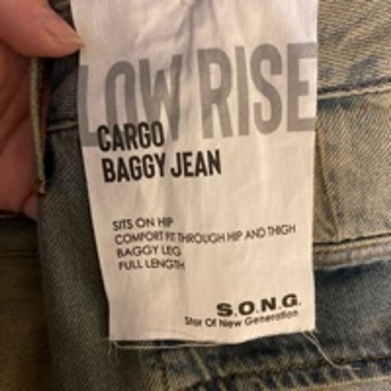 Other Y2K Baggy Cargo Jeans Light Wash Denim S.O.N.G. 13/31 Size 31" - 8 Thumbnail