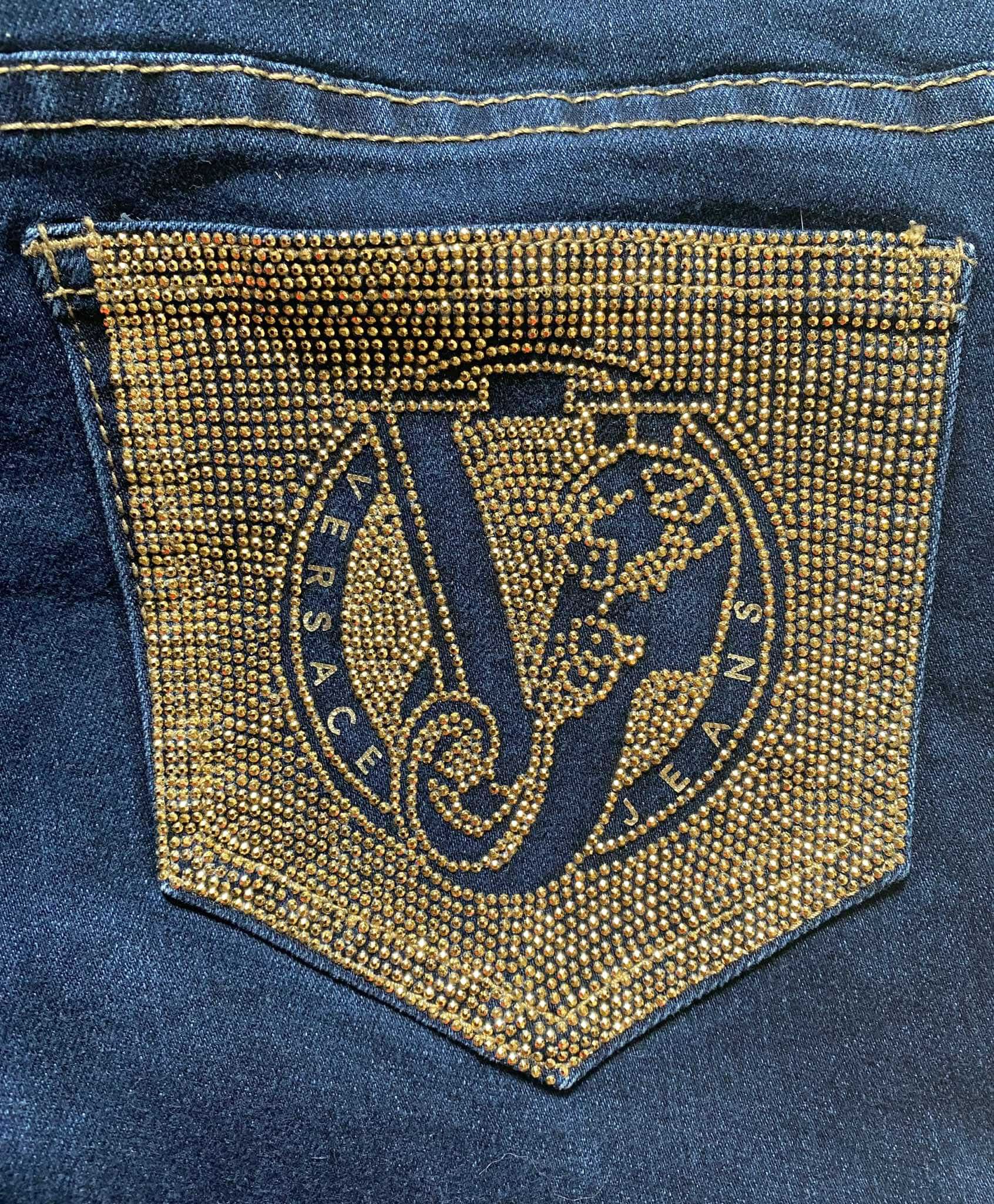 Versace Jeans Couture Versace Jeans Couture Shiny Squin Rocks Denim Panther Size 29" - 3 Thumbnail