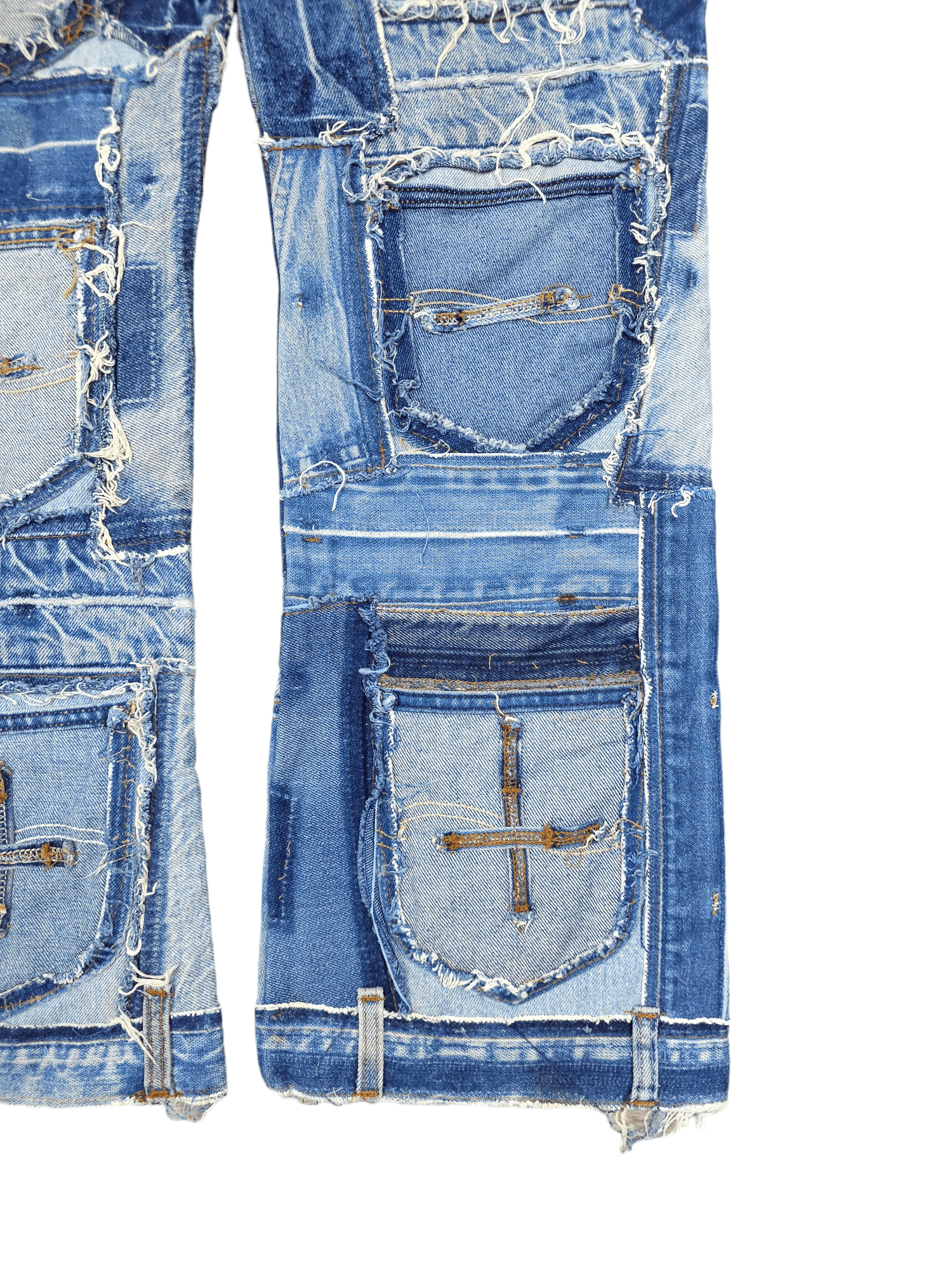 Japanese Brand × Levi's × Vintage 💎 34/32 Vintage Levi’s 505 Custom Patchwork Denim Jeans Size US 34 / EU 50 - 10 Thumbnail