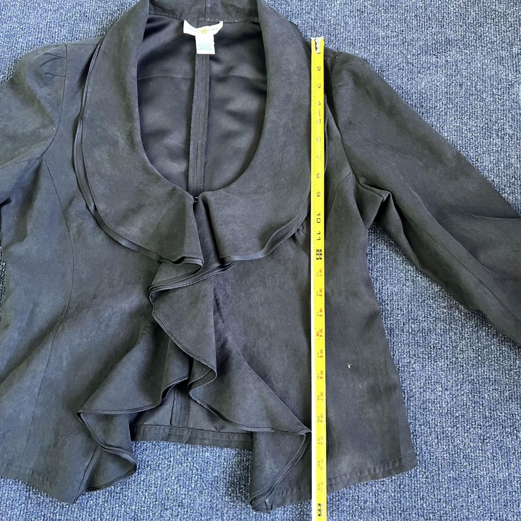 Vintage VINTAGE Landex Collection Jacket Womens L Black Ruffle Open Front Waterfall Size L / US 10 / IT 46 - 6 Thumbnail