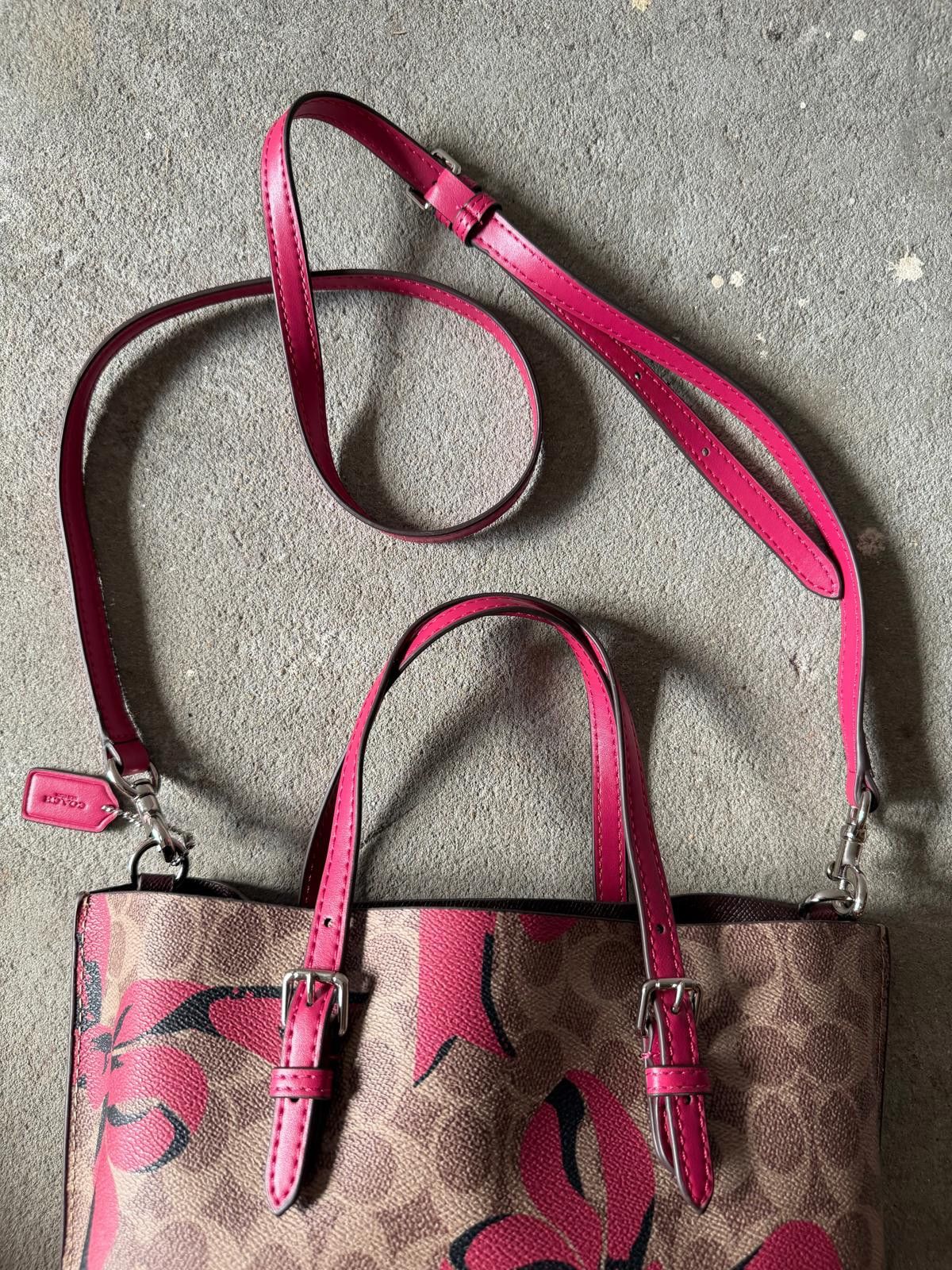 Coach Coach 2Way Signature Mollie 25 Ribbon Tote Bag Beige/Pink Size ONE SIZE - 8 Thumbnail