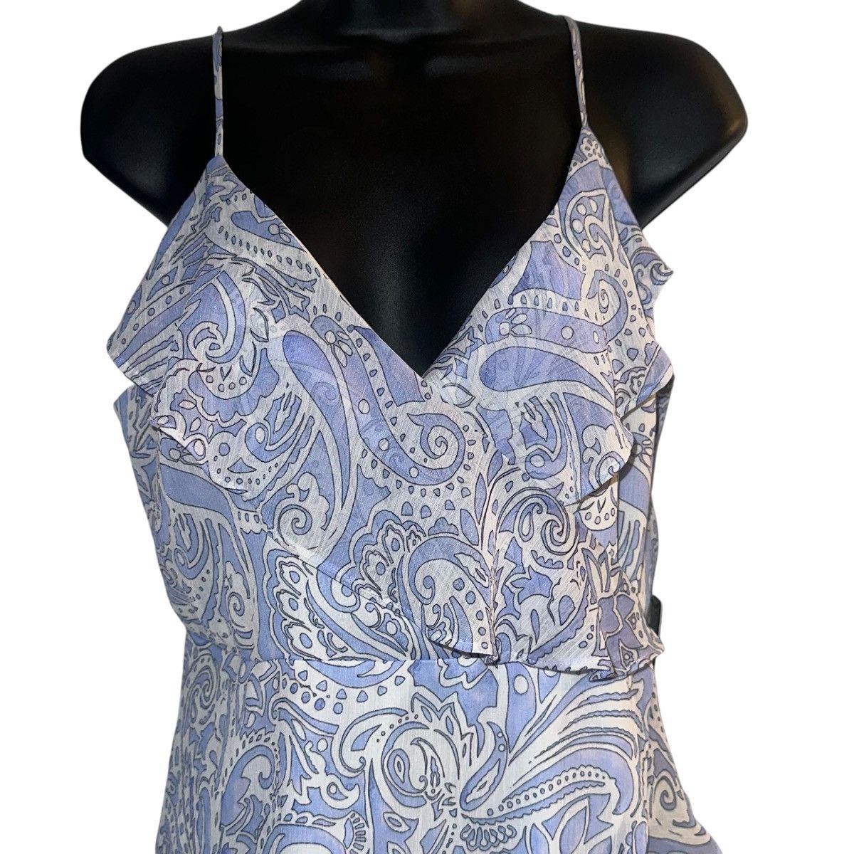 Express Express blue paisley ruffled faux wrap high low hem dress Size S / US 4 / IT 40 - 6 Thumbnail