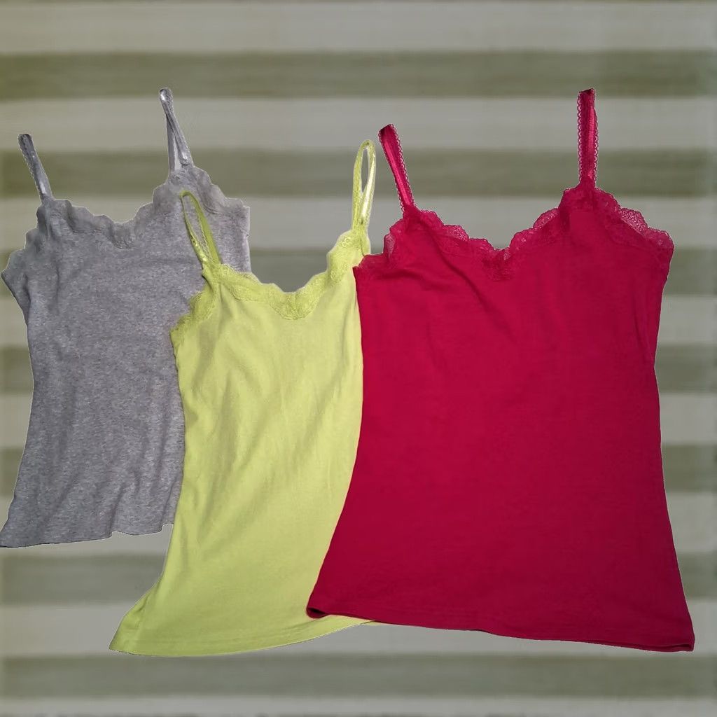 Old Navy VINTAGE Old Navy Lace Trim Cami Tank Top Lot of 3 Women M Pink Gray Lime Green Fairy Y2K Size M / US 6-8 / IT 42-44 - 1 Thumbnail