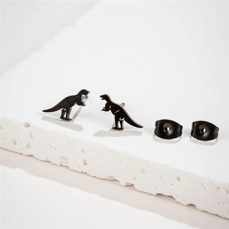 Jewelry Dinosaur Mini Stud Earrings Charm Earring Gift Size ONE SIZE - 1 Preview