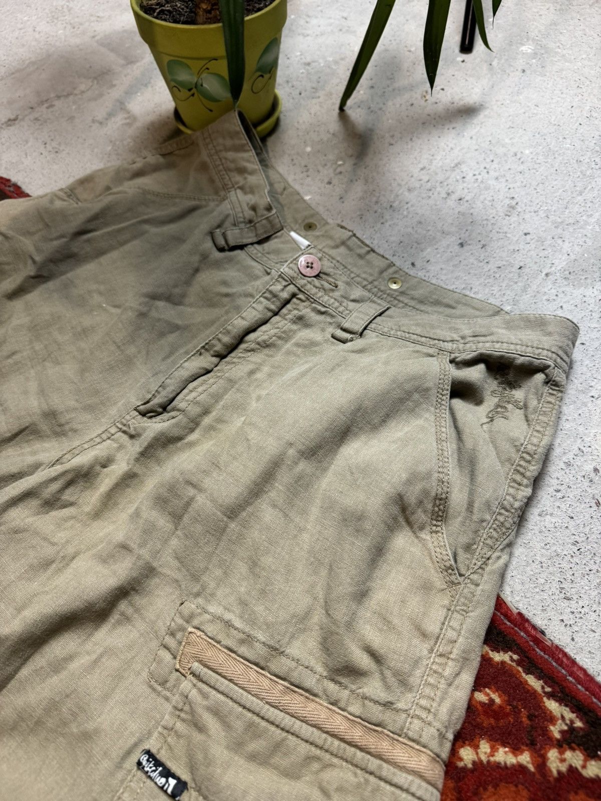 Quiksilver × Vintage Vintage Y2K Quiksilver Baggy Linen Gargo Surf Style Shorts Size US 34 / EU 50 - 3 Thumbnail