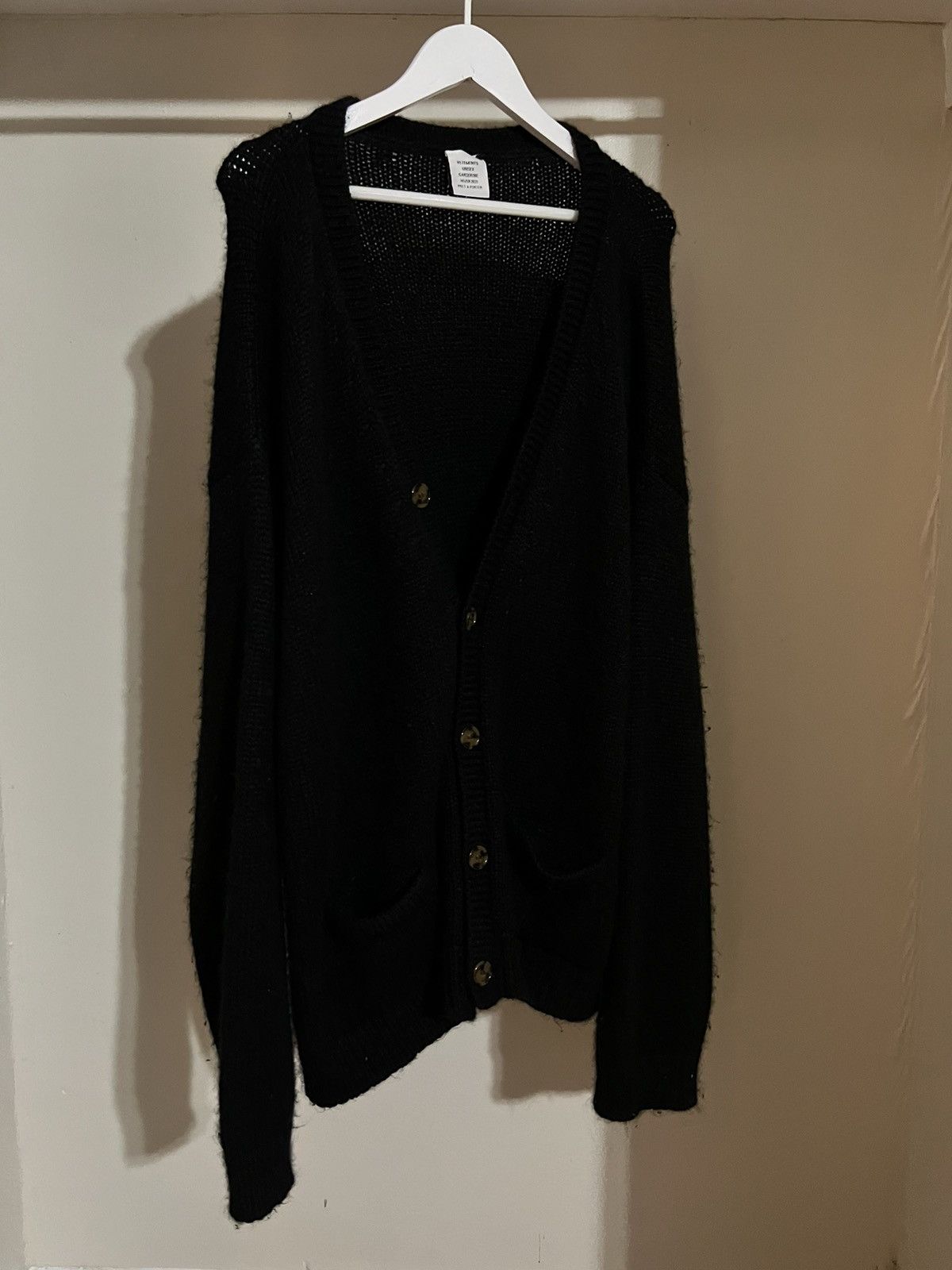 image of Vetements Black Five Button Cardigan, Men's (Size Medium)