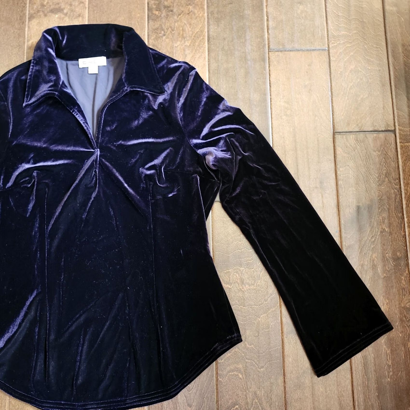 Bebe Bebe San Francisco Women's Velvet Purple Long Sleeve Blouse - Size L Size L / US 10 / IT 46 - 5 Thumbnail