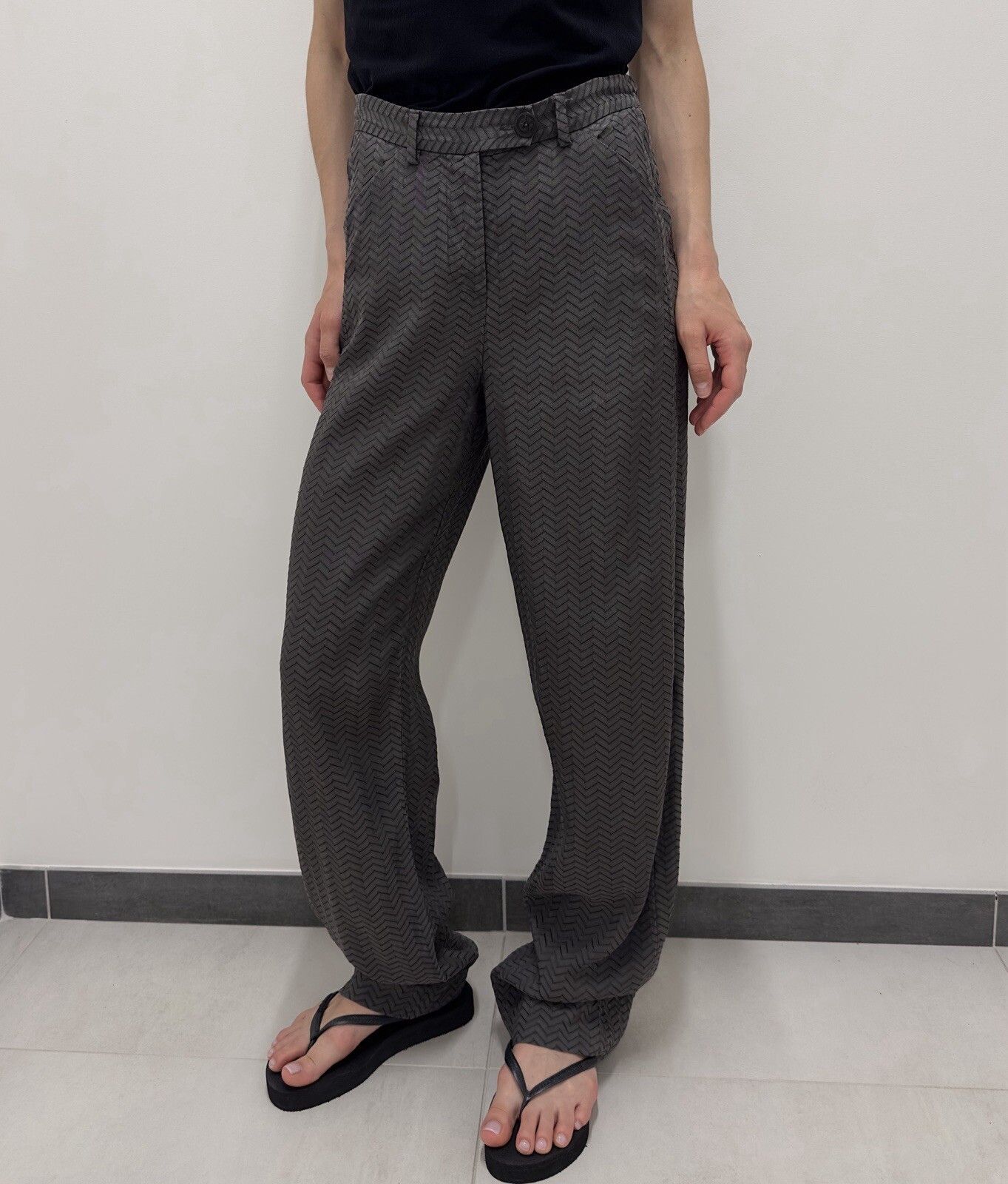 Giorgio Armani Giorgio Armani Womens High Waist Texture Pants Silk Size 27" / US 4 / IT 40 - 4 Thumbnail