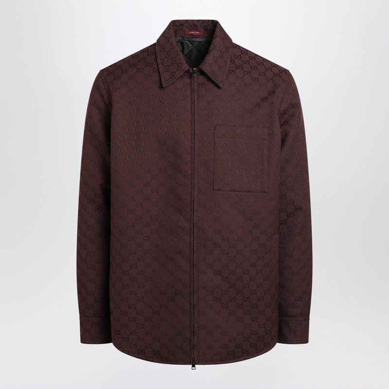 Gucci Gucci Burgundy Gg-Pattern Shirt Jacket Size US S / EU 44-46 / 1 - 1 Thumbnail