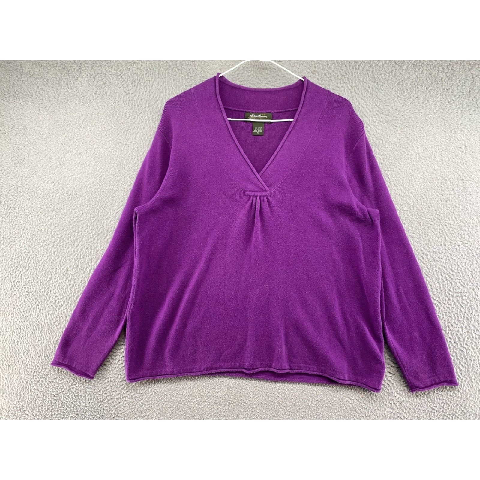 Eddie Bauer Eddie Bauer Cable Knit V Neck Cotton Blend Sweater Women's Purple XL Pullover Knit Wool? No Nylon? (Please ensure accuracy) Size XL / US 12-14 / IT 48-50 - 2 Thumbnail