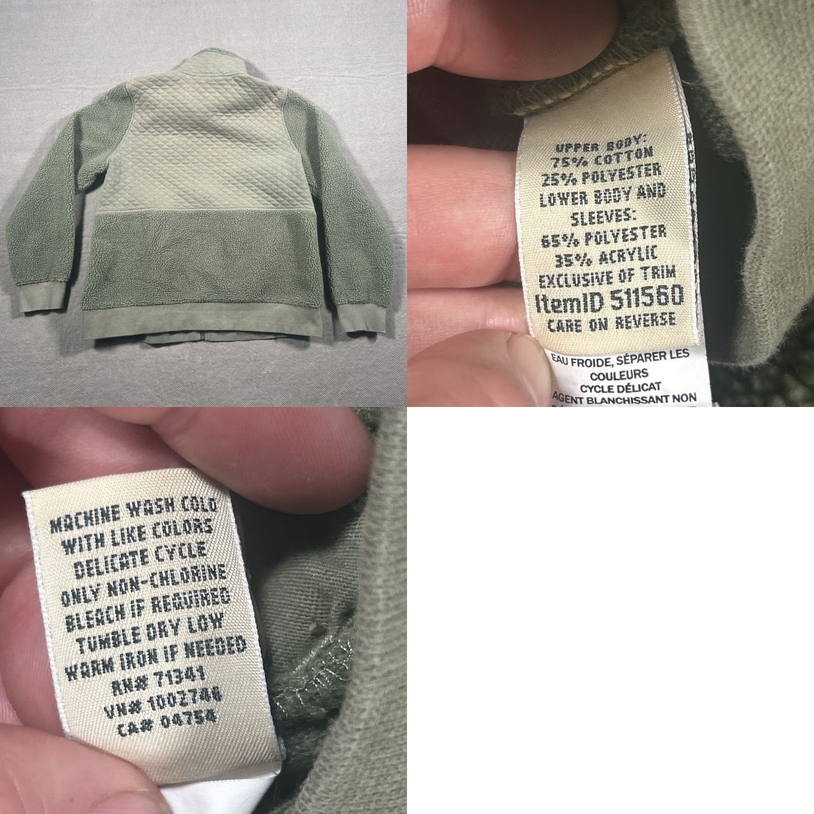 Vintage LL Bean Womens Full Zip Jacket Large Sherpa Quilted Pockets Long Sleeve Green Size L / US 10 / IT 46 - 9 Thumbnail