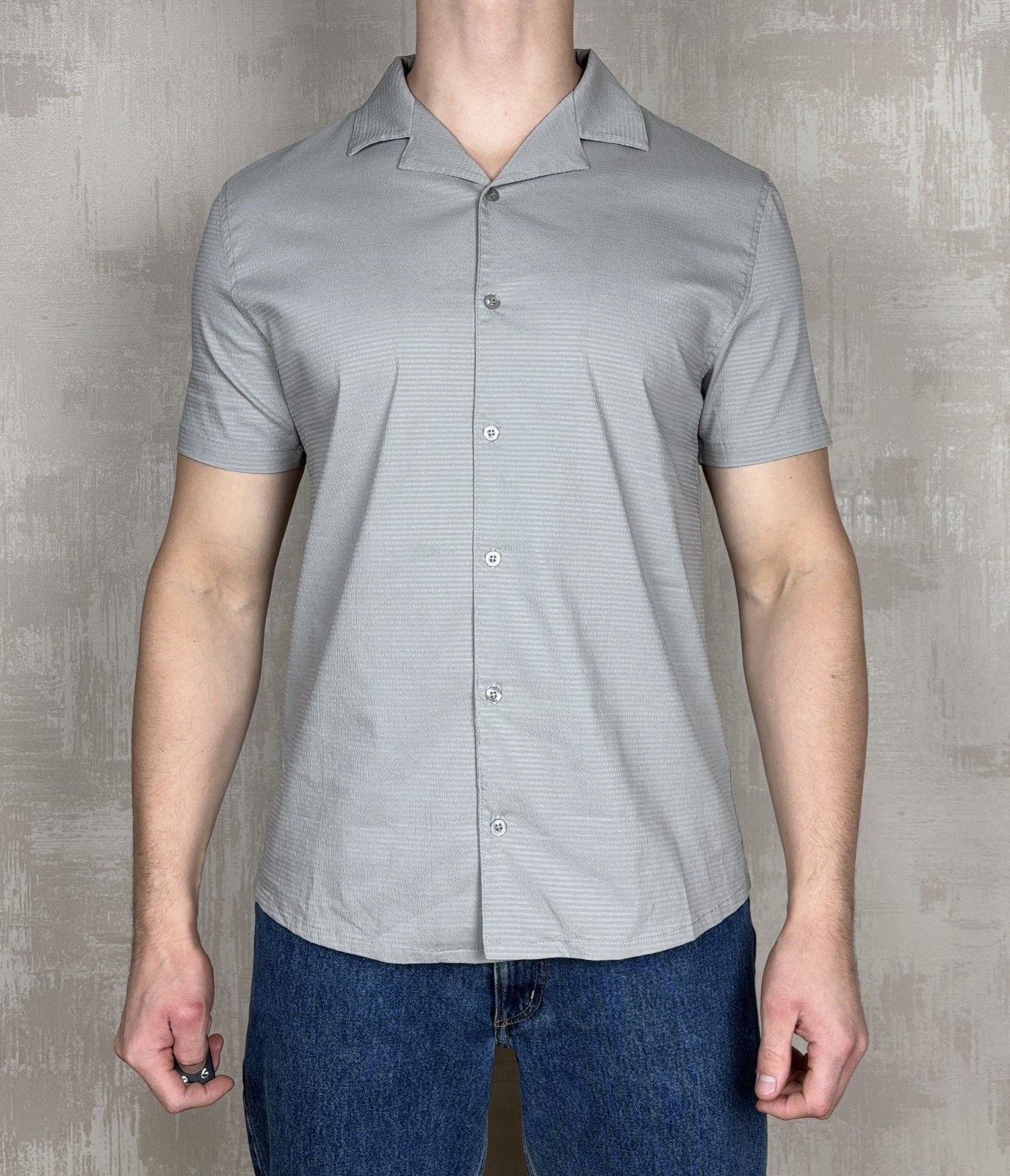Other UK ARNE Seersucker Collar Short Sleeve Shirt in Stone Size US L / EU 52-54 / 3 - 3 Thumbnail