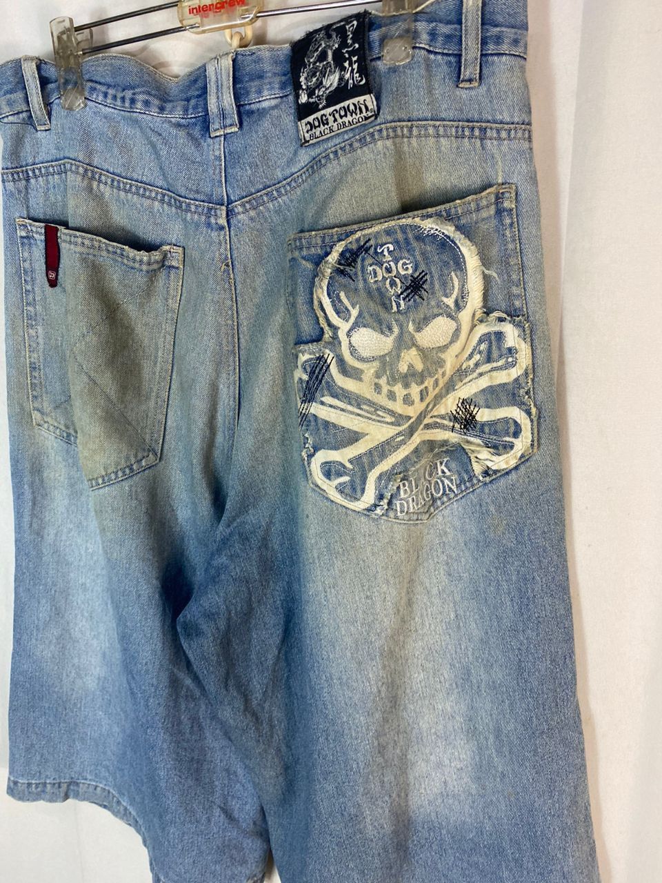Dogtown Dogtown black dragon distressed denim jeans short pants Size US 35 - 19 Thumbnail
