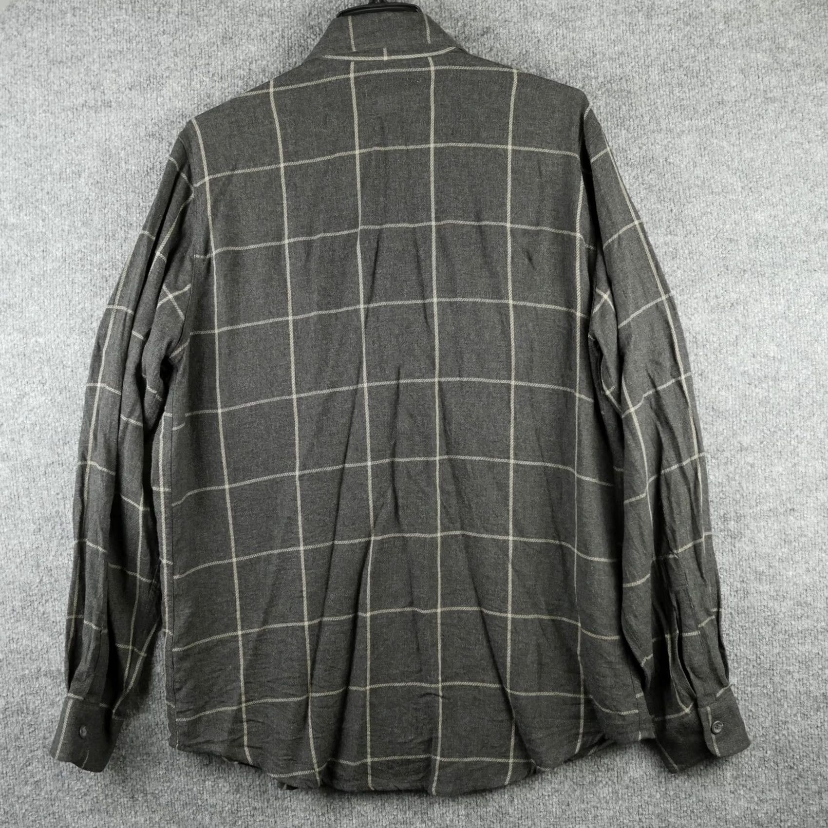 Vintage Armani Jeans Shirt Mens Large Gray Plaid Button Up Long Sleeve Viscose Italy Size US L / EU 52-54 / 3 - 6 Thumbnail