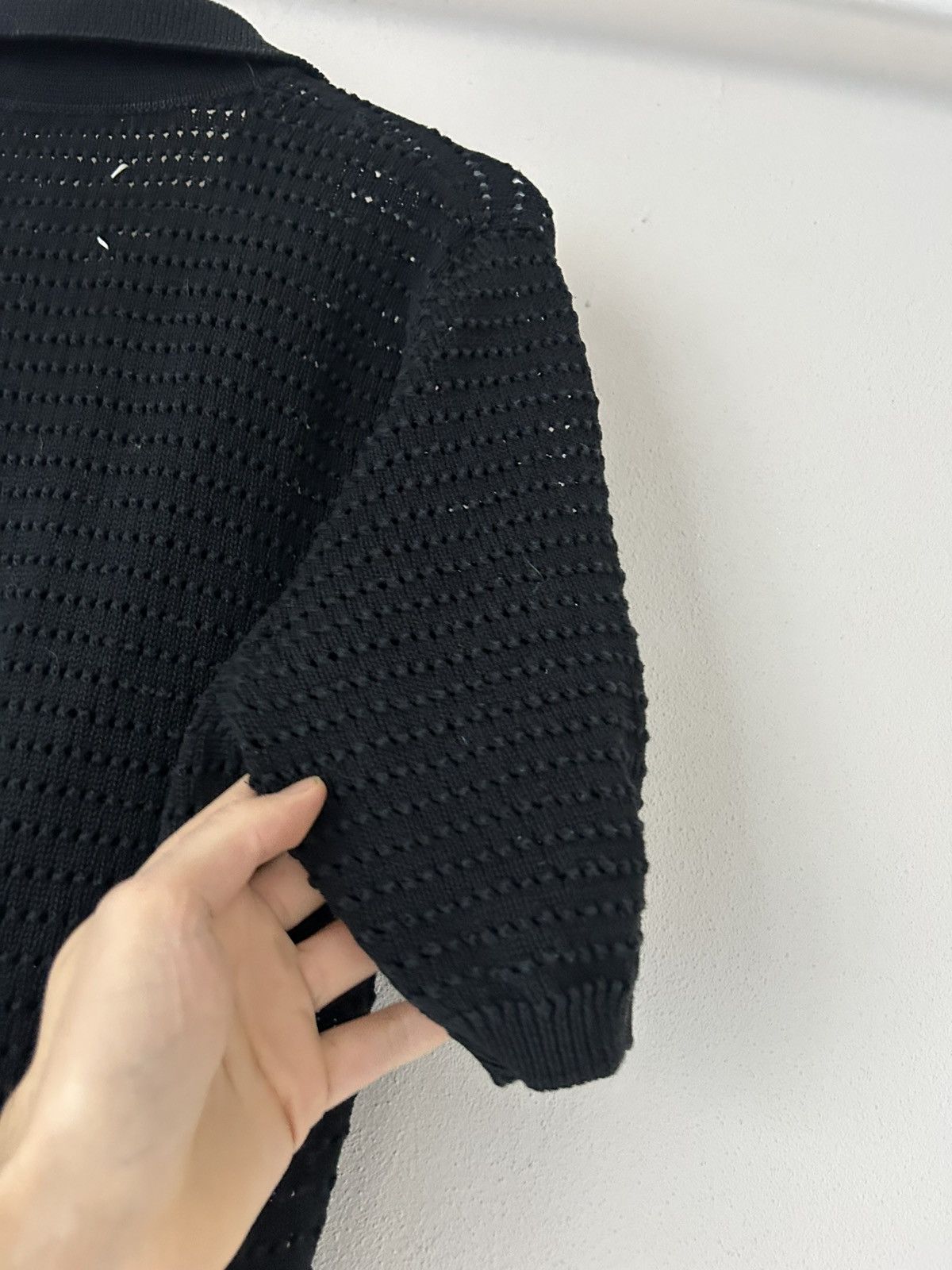 Maison Margiela Black Knit Polo with Open-Weave Design Size US L / EU 52-54 / 3 - 9 Thumbnail