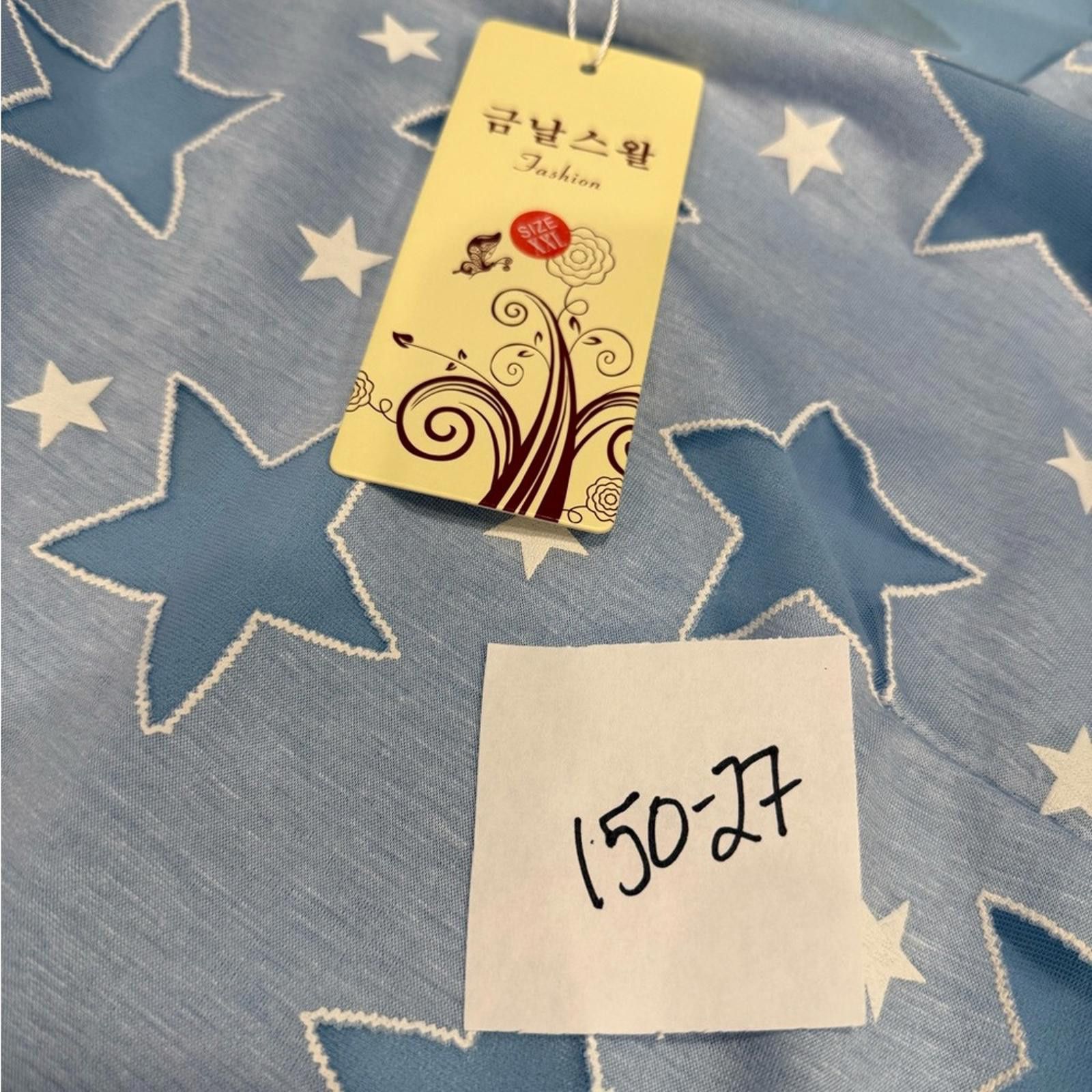 Other Yimeiyi sky blue tunic top embroidered stars Plus SZ XXL Size XXL / US 16-18 / IT 52-54 - 10 Thumbnail