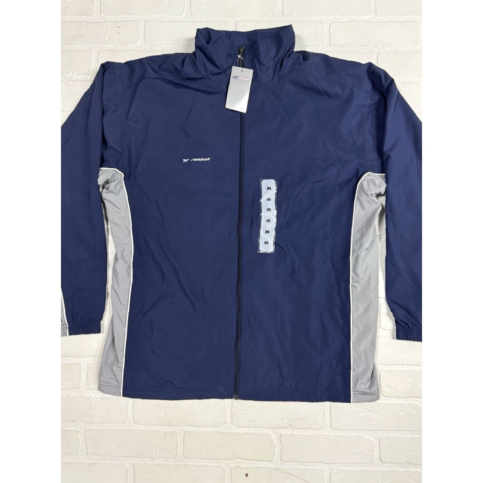 Reebok VINTAGE Reebok Windbreaker Jacket Mens M Navy Gray Lined NWT Y2K Size US M / EU 48-50 / 2 - 2 Thumbnail