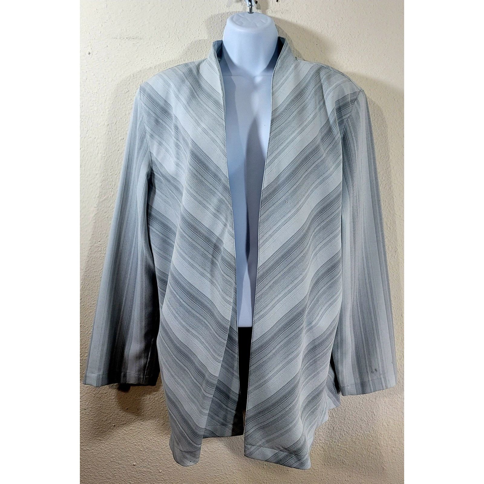 Other Draper's & Damon's Gray Striped Open Front Blazer Large Size L / US 10 / IT 46 - 1 Thumbnail