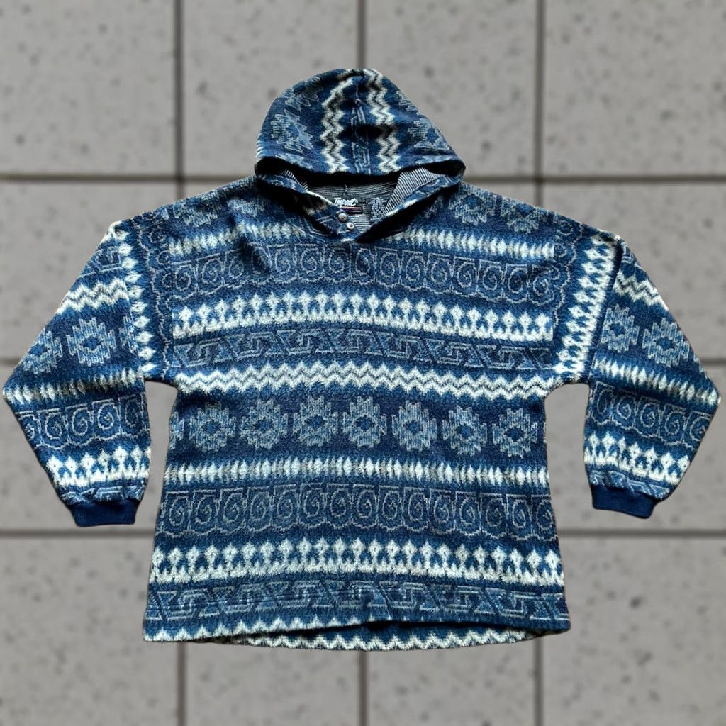 Vintage VINTAGE Impact Hoodie Size Large Aztec Blue Geometric 90s Fleece Size US L / EU 52-54 / 3 - 1 Thumbnail