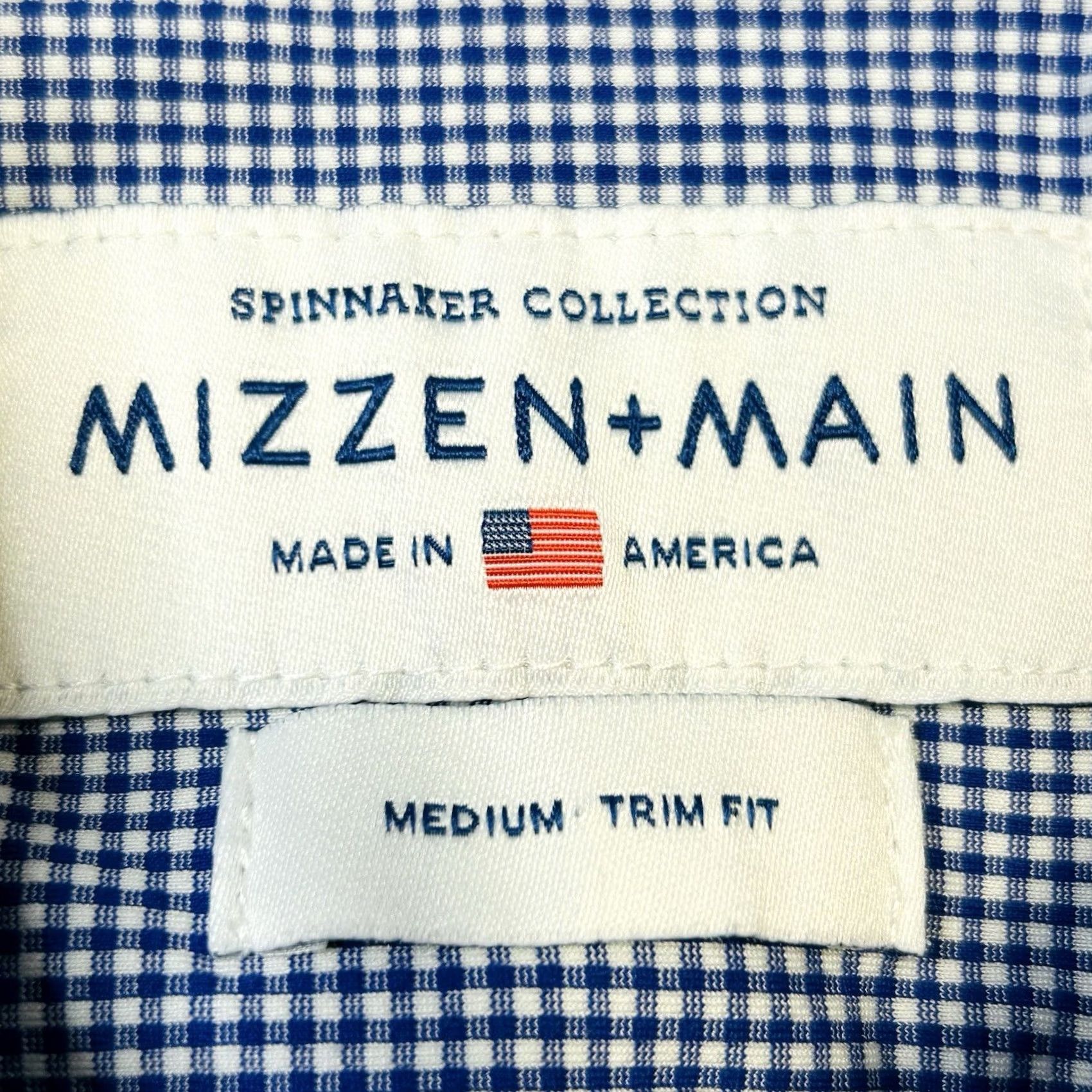 Mizzen+Main Mizzen+Main Button-Up Shirt Blue Slim Check Long Sleeve Casual Business Travel Formal Workwear Spinnaker Collection Mens Regular Size M Size US M / EU 48-50 / 2 - 4 Thumbnail