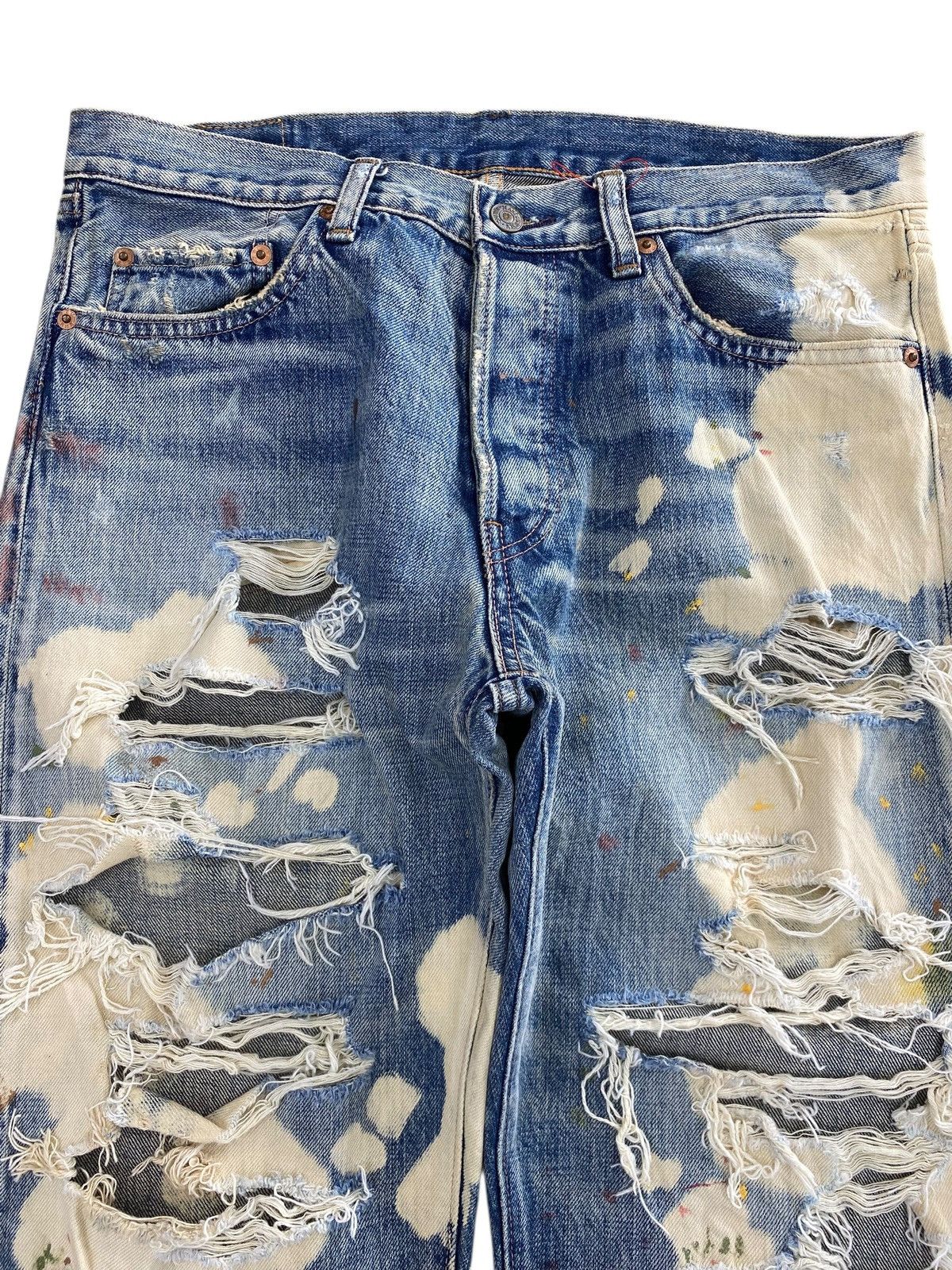 Japanese Brand Japanese Brand Heavy Ripped Artistic Bleach Wash Jeans Size US 32 / EU 48 - 2 Thumbnail